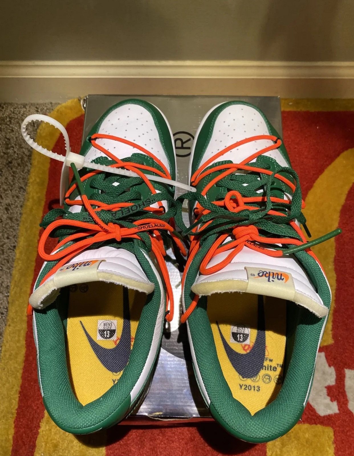 Nike Nike Dunk Low x OFF-WHITE Pine Green Size US 13 / EU 46 - 8 Thumbnail
