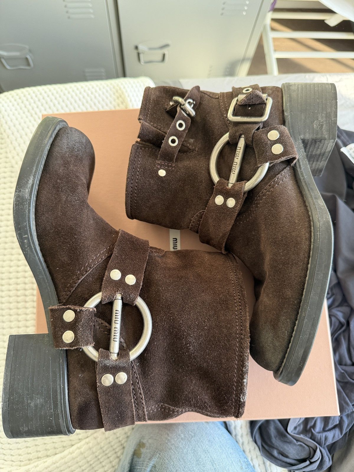Miu Miu Miu Miu Size 41 Buckle Suede Ankle Boots Size US 11 / IT 41 - 1 Thumbnail