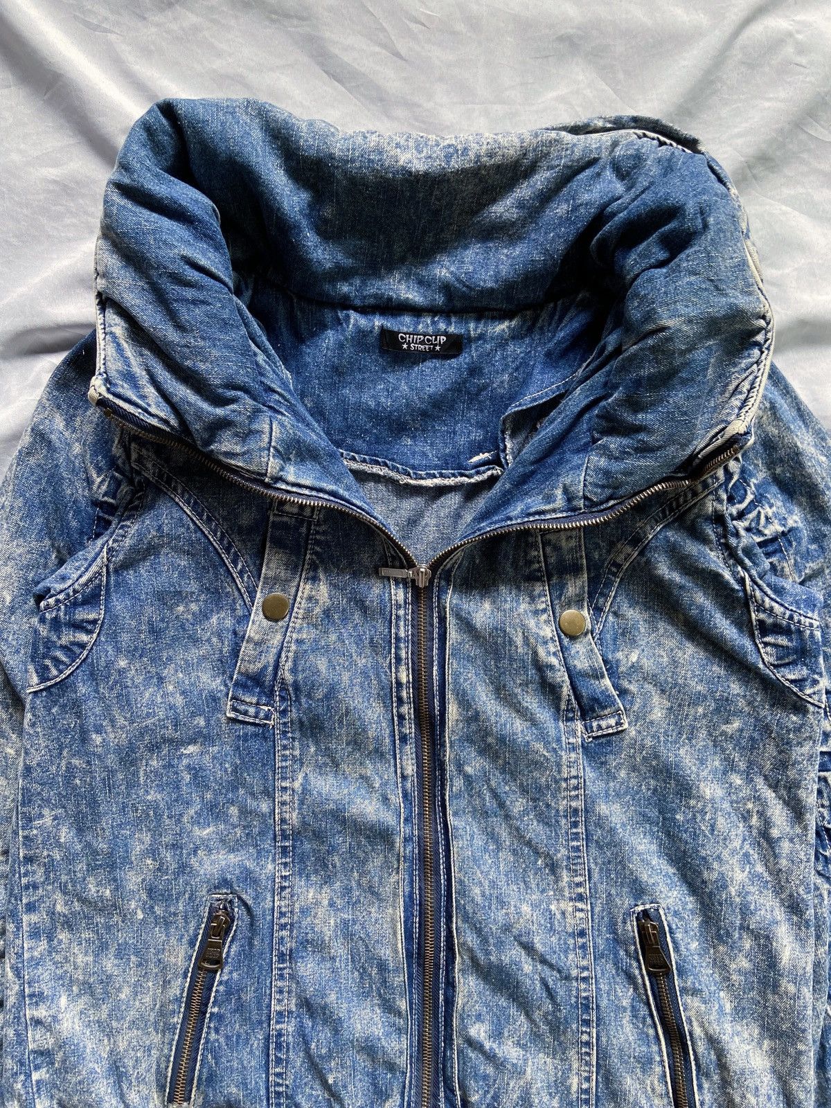 Japanese Brand CHIP CLIP STREET BLUE DENIM WASHED STYLE BONO ZIP JACKET Size US M / EU 48-50 / 2 - 9 Thumbnail