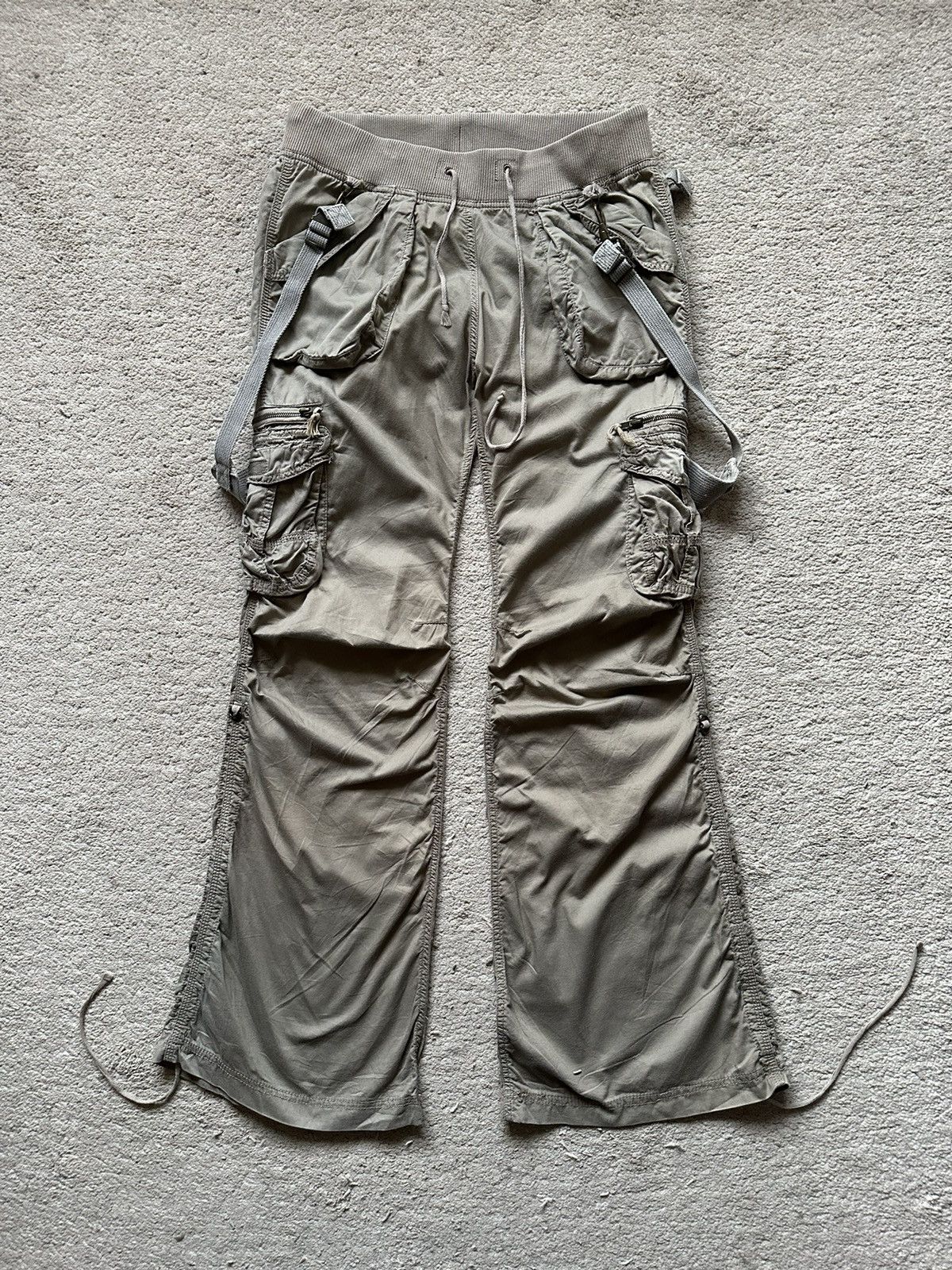 Y2K 00’s G.O.A flare cargo parachute Goa cargo parachute flare zip Fit 29-32 lots of | Depop