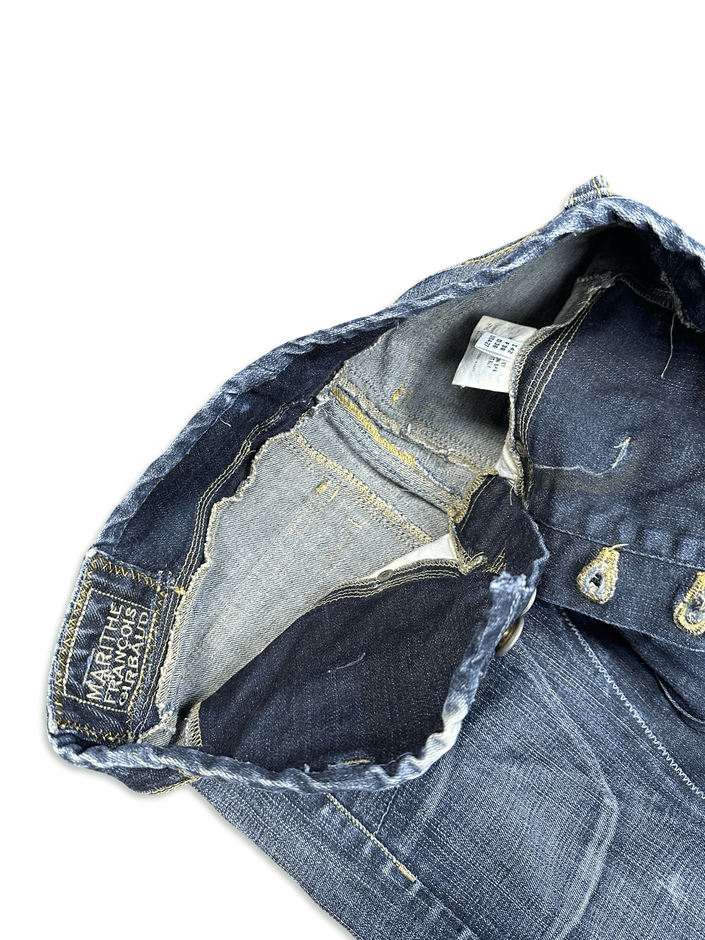 Marithe + Francois Girbaud vintage distressed tie dye buttoned designer denim jeans Size US 28 / EU 44 - 4 Thumbnail