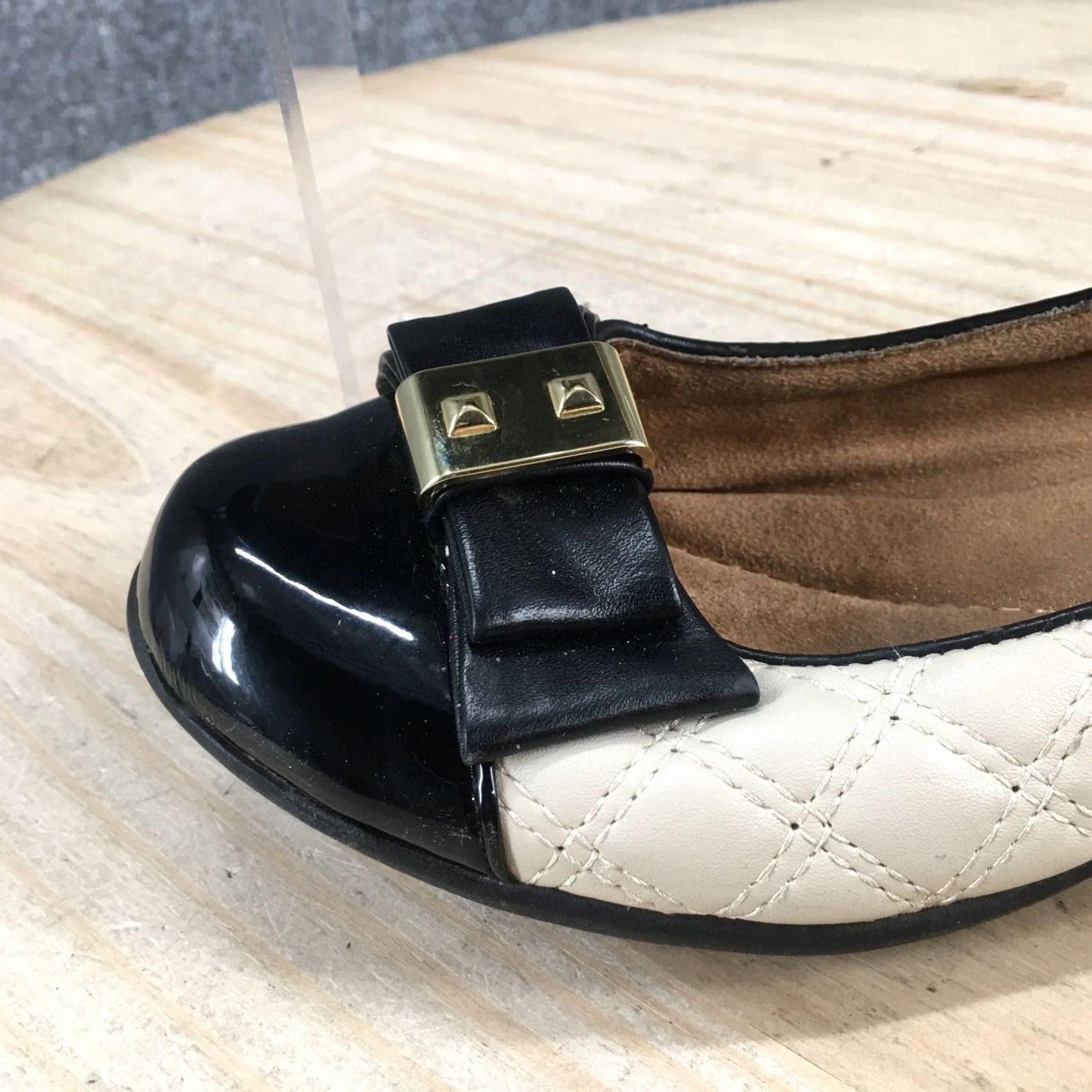 Vintage White Mountain Shoes Womens 6 M Motel Slip On Beige Faux Leather Cap Toe Casual Slop-On Size ONE SIZE - 3 Thumbnail