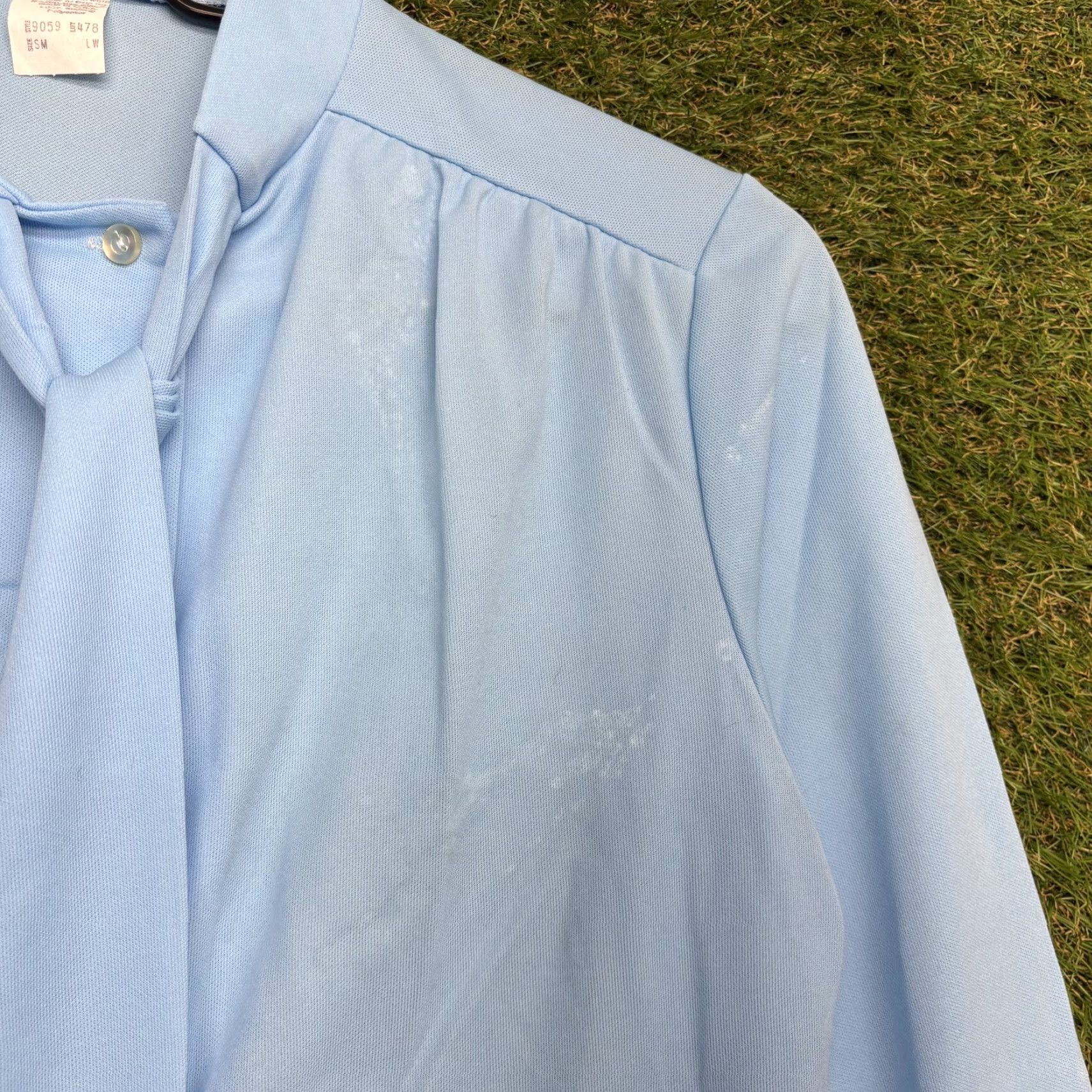 Vintage VINTAGE Silvermans Shirt Womens Small Light Blue Long Sleeve Tie Collar 70s Top Size S / US 4 / IT 40 - 2 Thumbnail