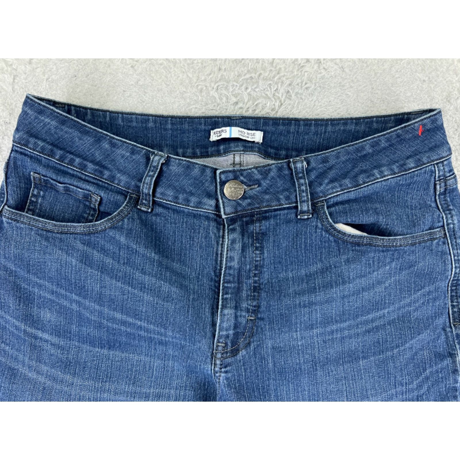 Lee Lee Jeans Women 12P Blue Denim Straight Leg Mid Rise 30x28 Petites Mens? Womens? End: Womens Size 34" / US 12 / IT 48 - 4 Thumbnail