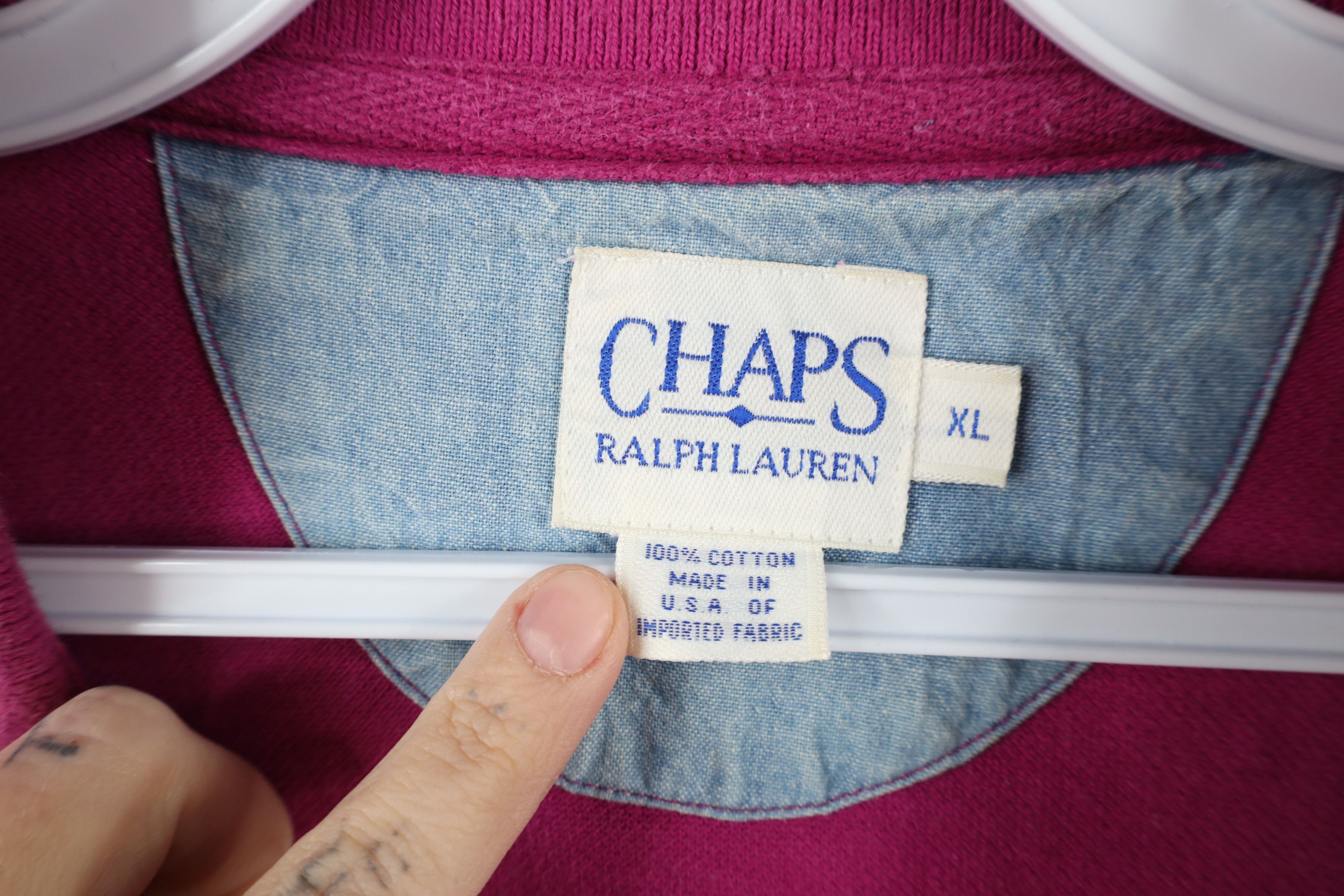 Ralph Lauren × Vintage Vintage 90s Chaps Ralph Lauren Crest Polo Shirt Pink USA Size US XL / EU 56 / 4 - 10 Thumbnail