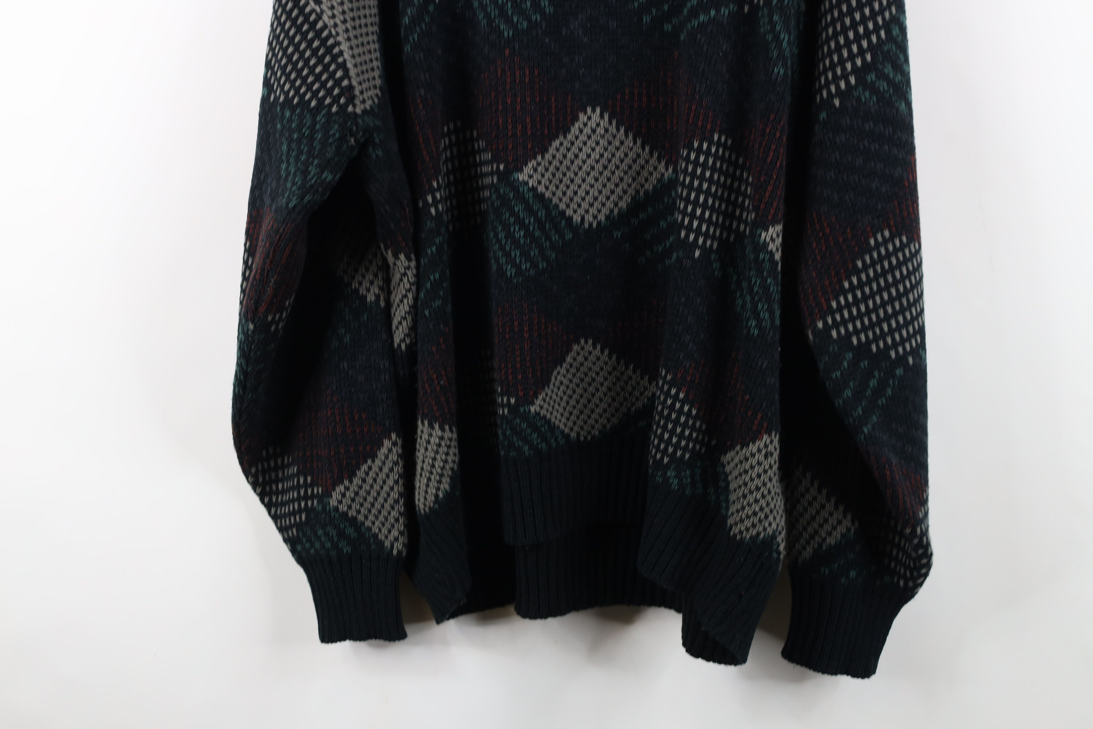 Vintage Vintage 90s Streetwear Diamond Ribbed Knit Crewneck Sweater Size US XXL / EU 58 / 5 - 11 Thumbnail