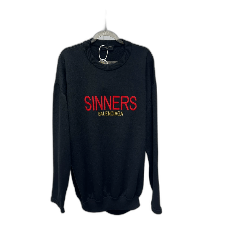 Sinners Balenciaga Shirt Balenciaga Sinners Embroidered Black Sweater