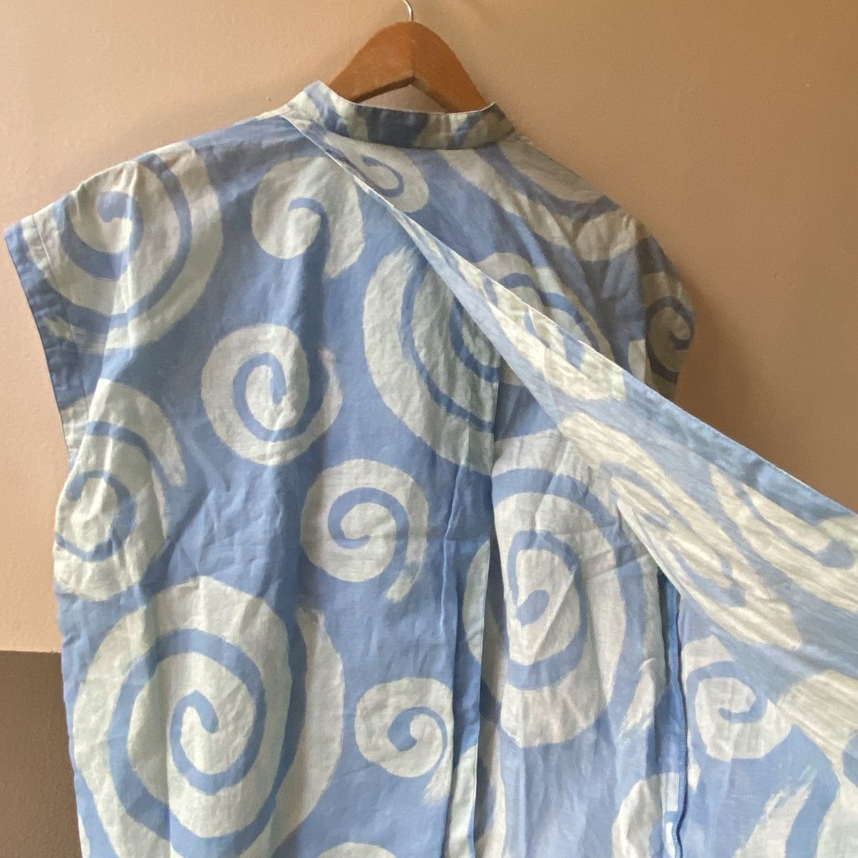Issey Miyake I.S. Issey Miyake Blue Mandarin Collar Blouse Size XL / US 12-14 / IT 48-50 - 5 Thumbnail
