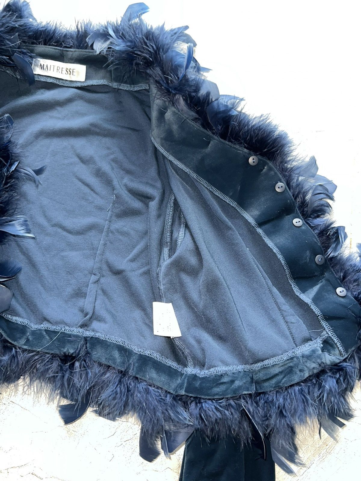 Miu Miu Blue velvet crop with feathers trim 🦚🦕 Size M / US 6-8 / IT 42-44 - 6 Thumbnail