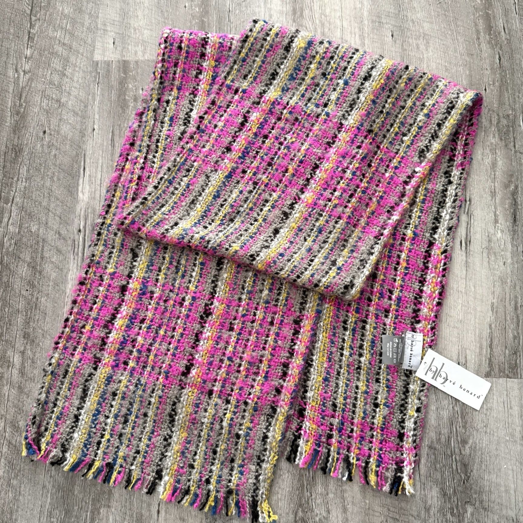 Vintage harvé benard Knit Scarf Womens One Size Fringe Pink Gray Woven Boho NEW Size ONE SIZE - 5 Thumbnail