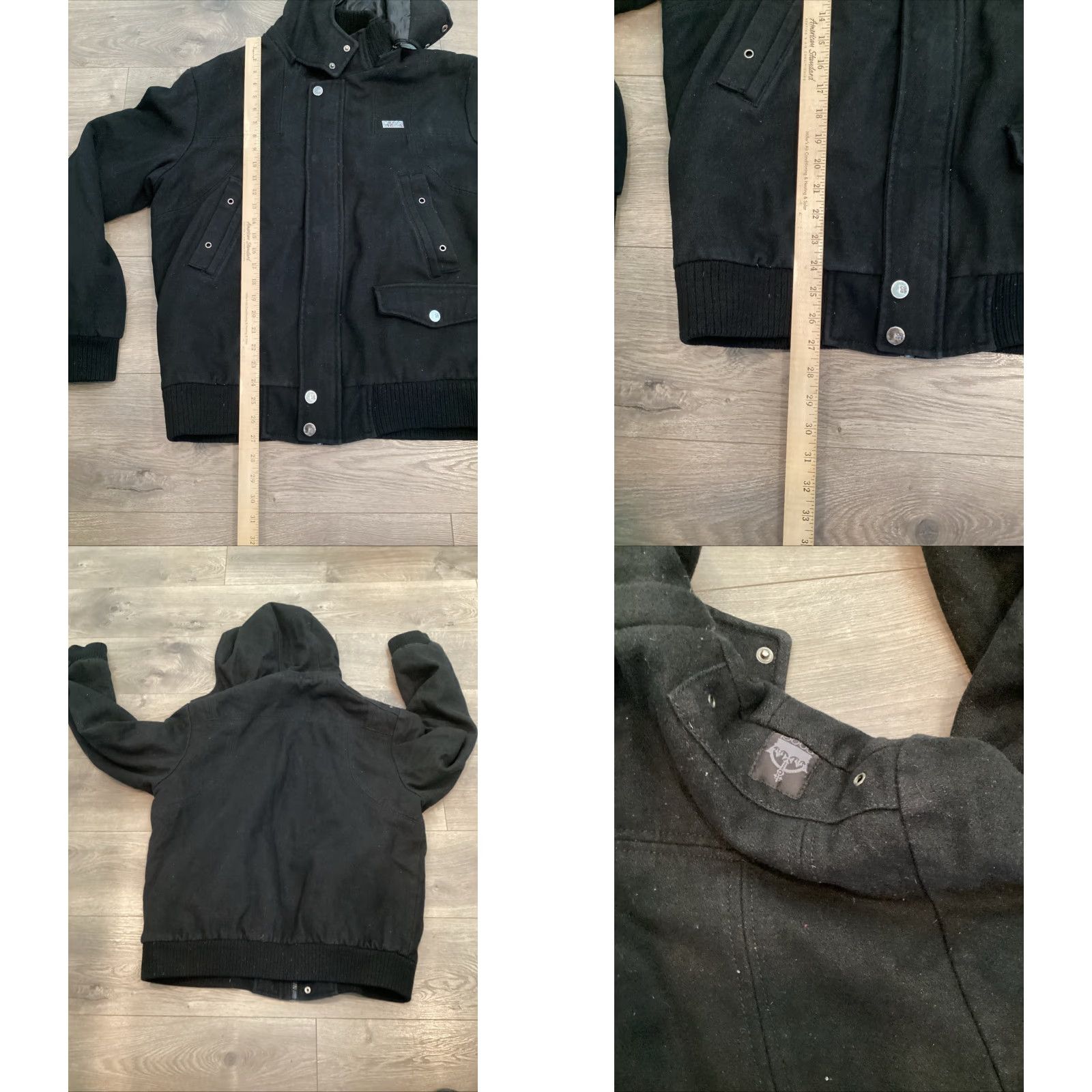 Coogi COOGI Jacket Wool Blend Black Removable Hood Coat Mid-Length XL Men Zip Snap Pockets Classic 90s Style Large Coat? Size US XL / EU 56 / 4 - 8 Thumbnail