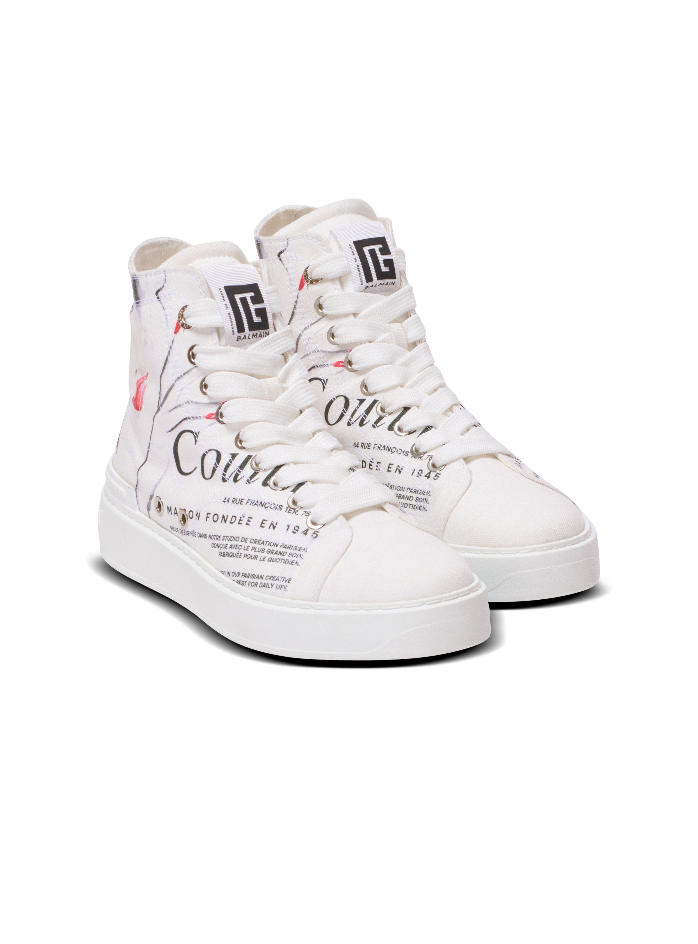 Balmain o1s1wg110925 B Court High Top Sneakers in White Size US 7 / IT 37 - 3 Thumbnail