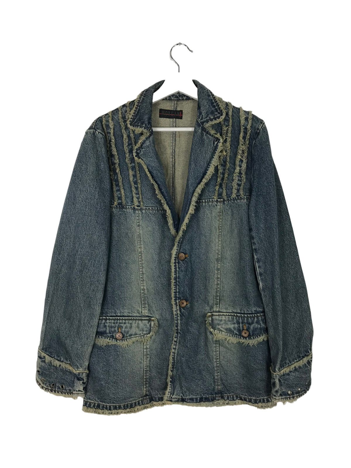 Morgan Homme 💥 MORGAN HOMME DISTRESSED DYED DENIM JACKET Size US M / EU 48-50 / 2 - 3 Thumbnail