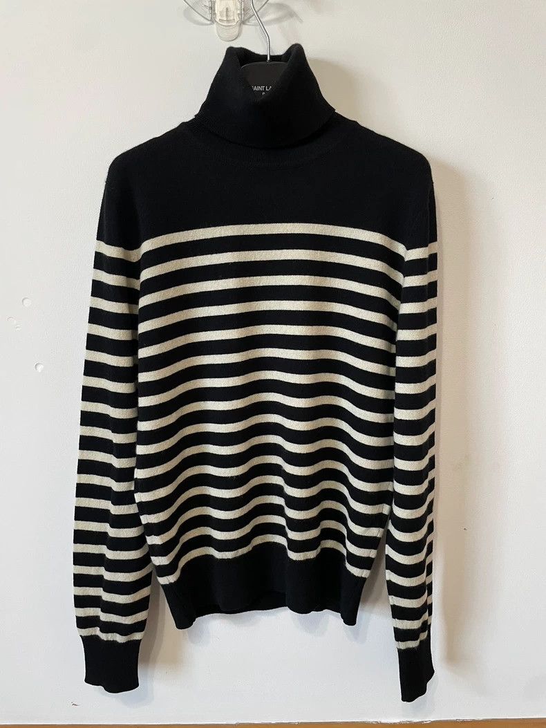 Saint Laurent Paris Saint Laurent Black and White Striped Turtleneck Size US S / EU 44-46 / 1 - 1 Thumbnail