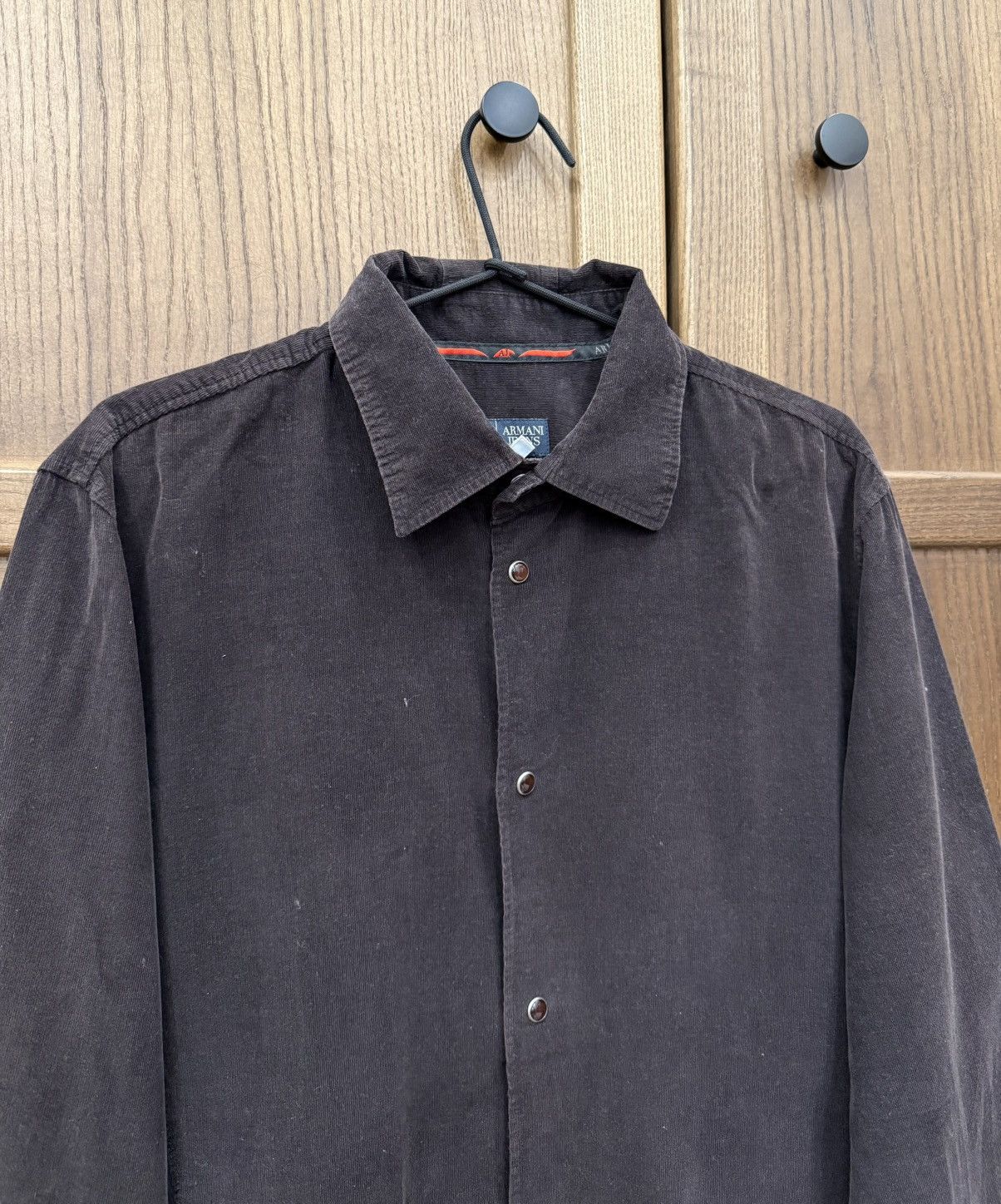 Armani Armani Jeans Dark Brown Velvet Button Up Shirt Size US XL / EU 56 / 4 - 4 Thumbnail