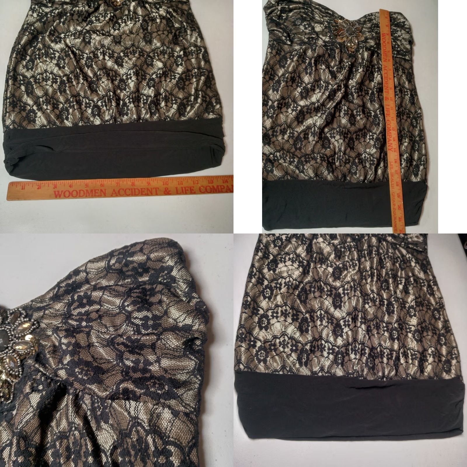 Vintage VINTAGE Daytrip Tube Top Shirt M Strapless Beaded Sequin Floral Lace NOS Black Women Size M / US 6-8 / IT 42-44 - 9 Thumbnail