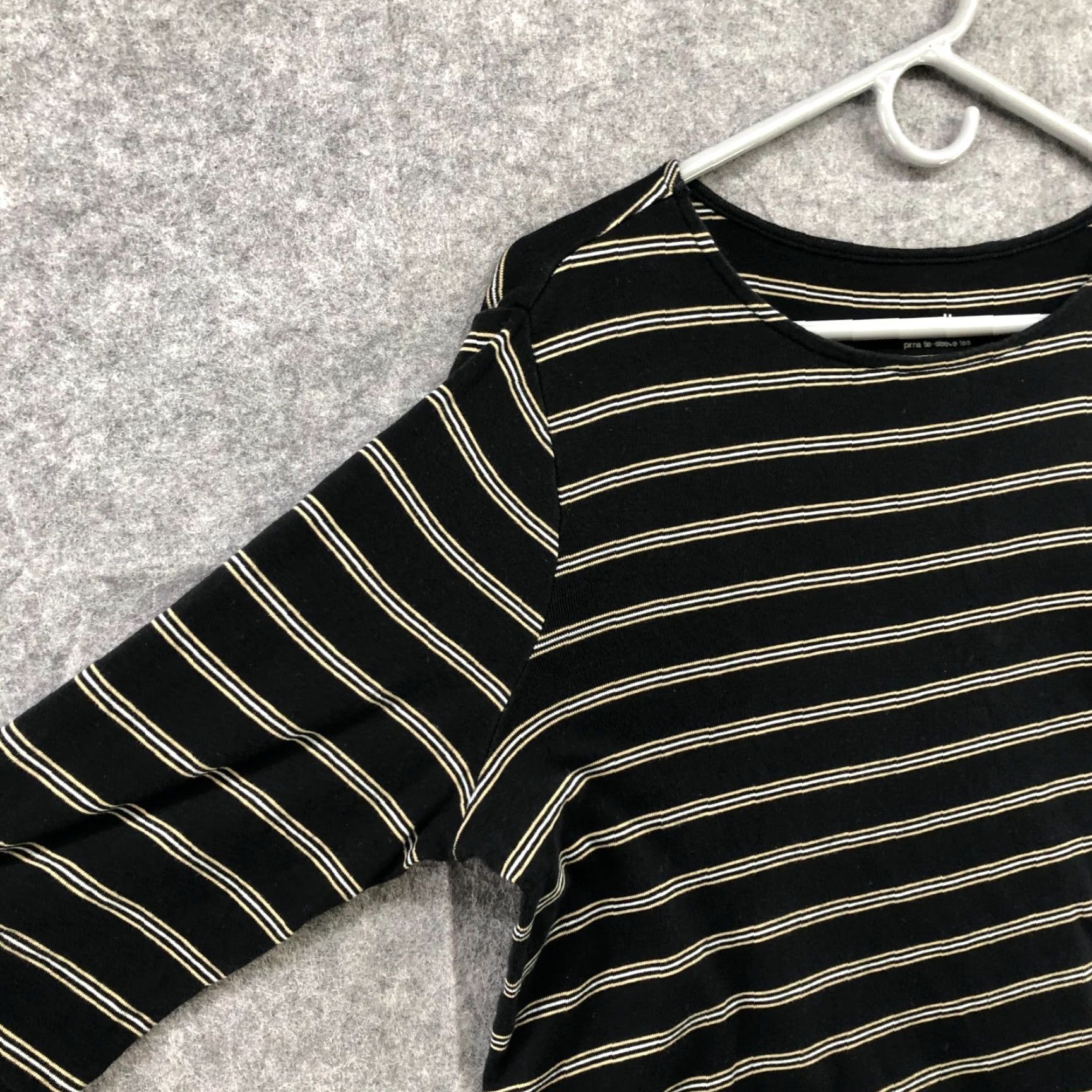 J. Jill VINTAGE J. Jill Women’s Cotton Striped Long Sleeve T-Shirt M Black Casual Style Size M / US 6-8 / IT 42-44 - 5 Thumbnail