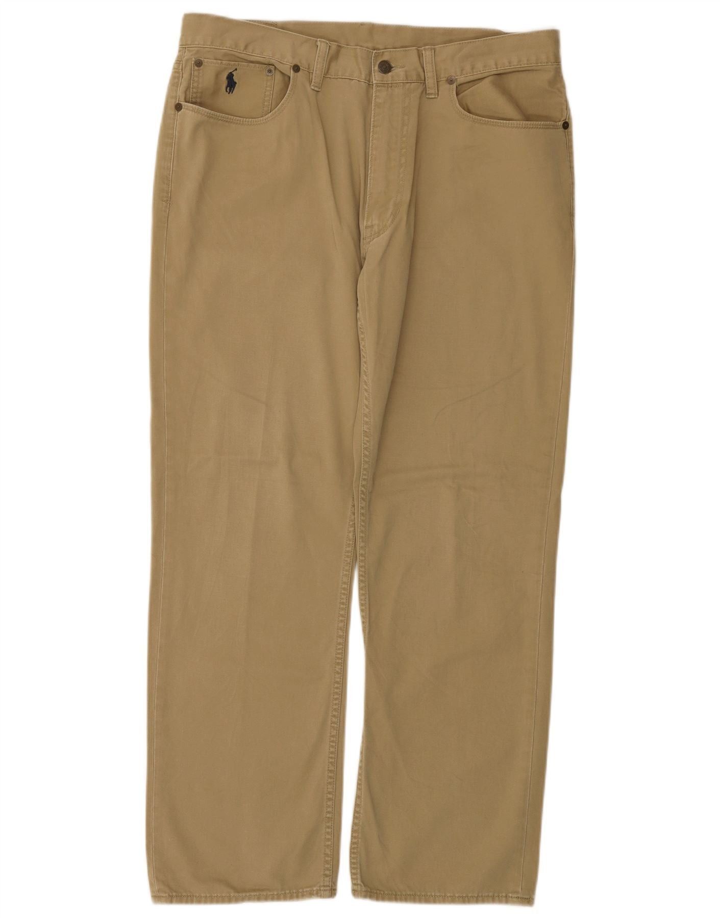 Polo Ralph Lauren Mens Straight Casual Trousers W36 L30 Beige Cotton Size US 36 / EU 52 - 1 Thumbnail