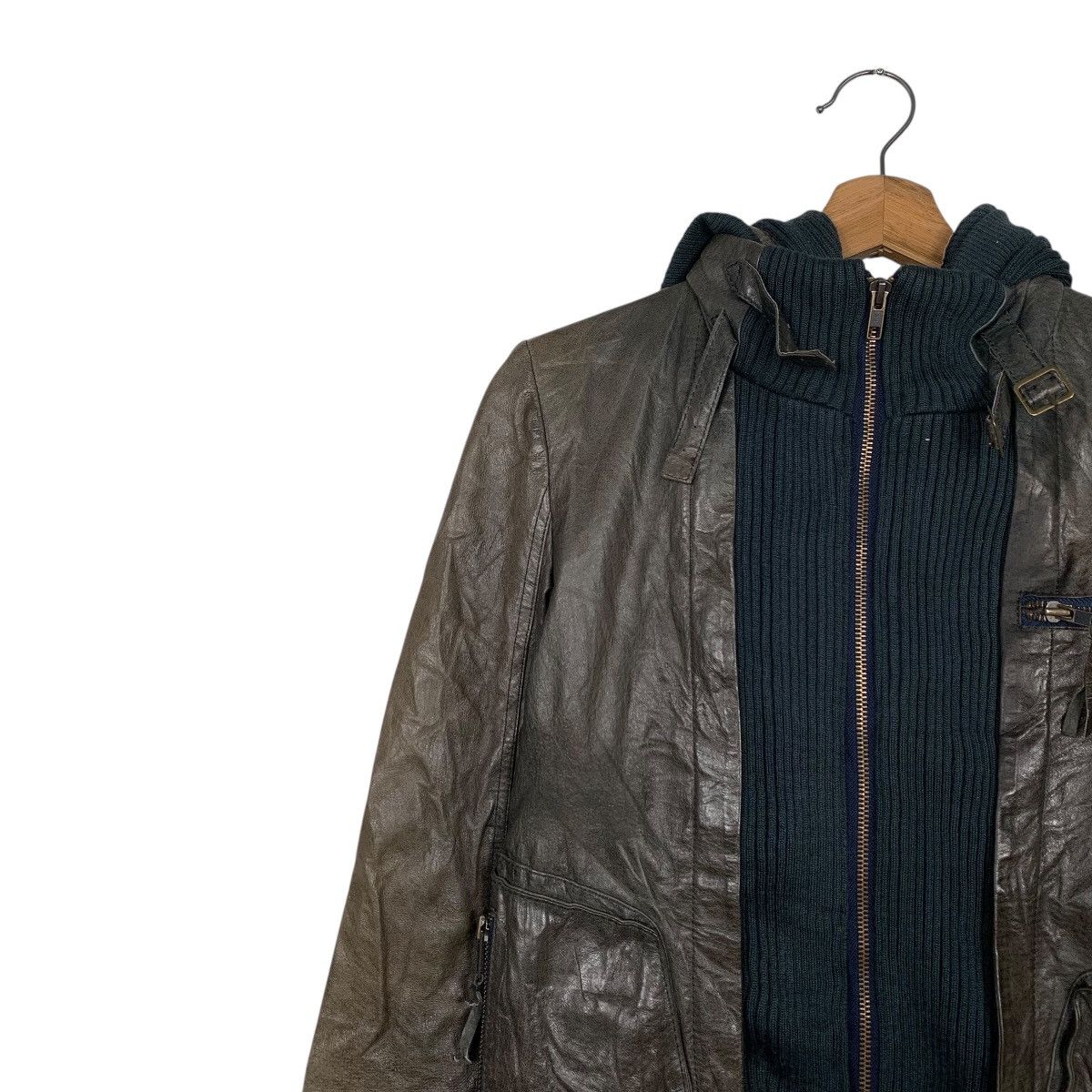 Other Smork Hooded Leather Jacket Size XS / US 0-2 / IT 36-38 - 6 Thumbnail