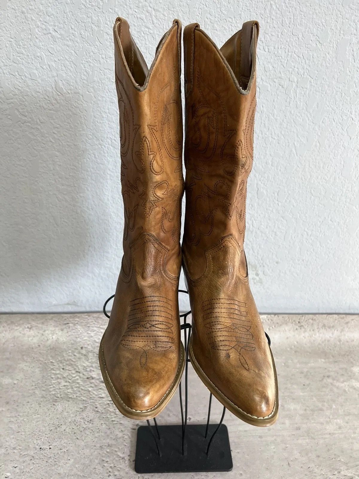 Western Rise Vintage western guidi style moto leather boots brown 90s Size US 8 / EU 41 - 7 Thumbnail