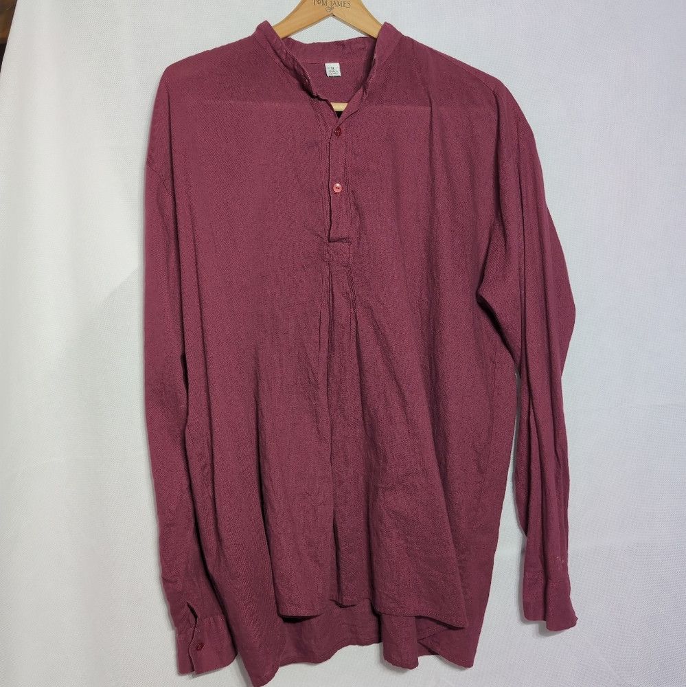 Scully Scully sz XL Burgundy Long Sleeve Western Collarless Shirt Size US XL / EU 56 / 4 - 2 Thumbnail