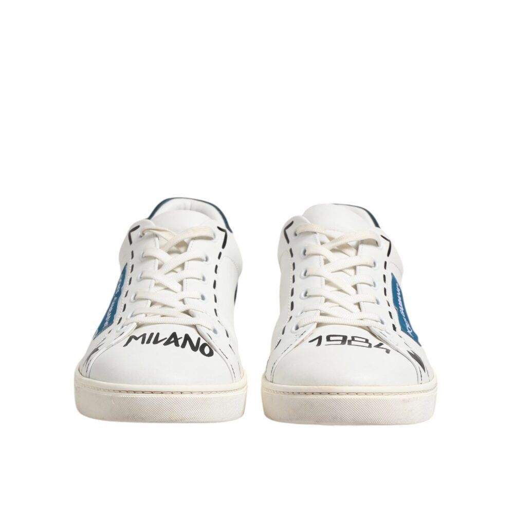 Dolce & Gabbana Dolce & Gabbana White Leather Printed Low Top Sneakers Shoes Size US 11 / EU 44 - 2 Thumbnail