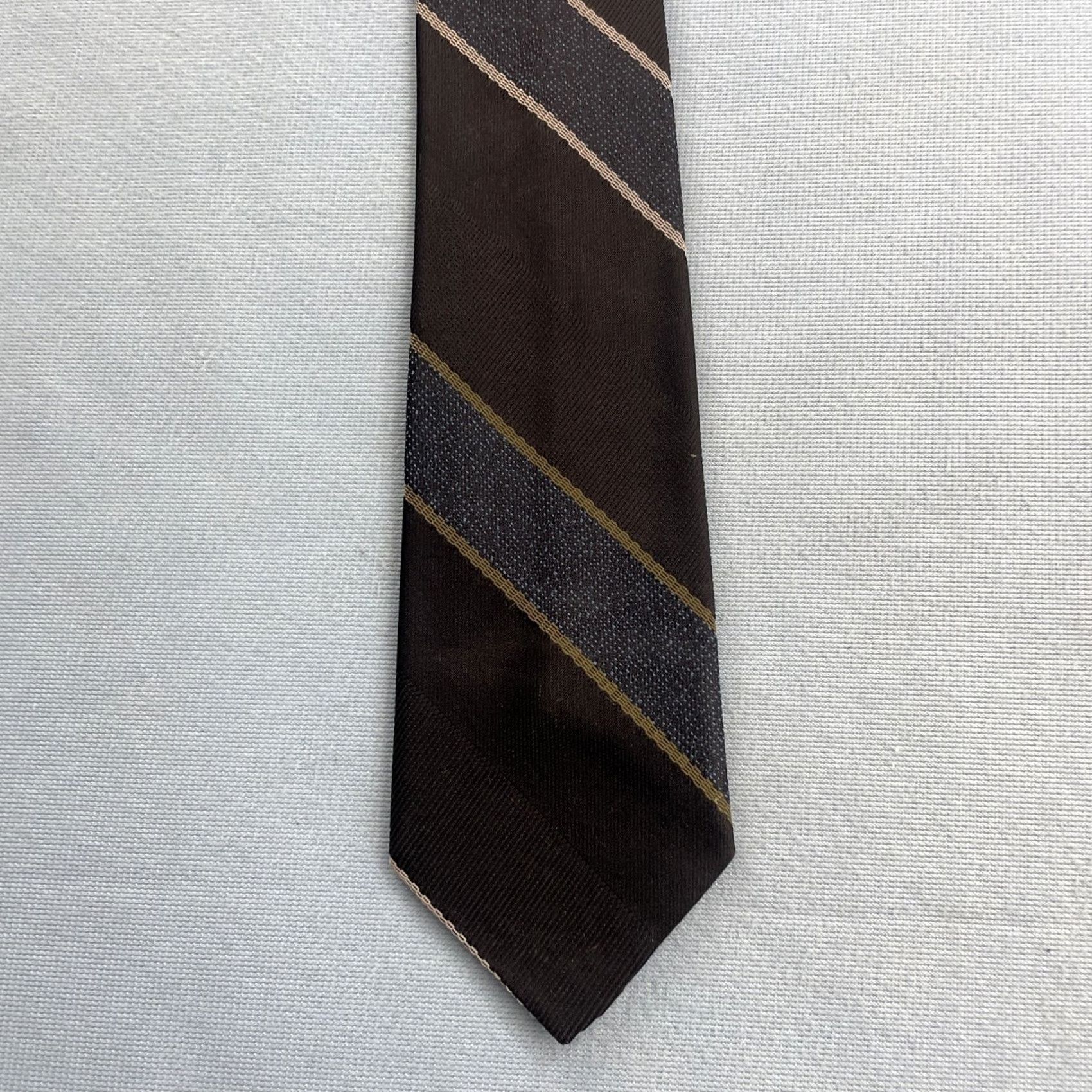 Vintage VINTAGE Regimental NeckTie Repp Tie Multi Stripe Black Blue Yellow 52" Slim Necktie 2.5" Wide Mens Tie Size ONE SIZE - 2 Thumbnail