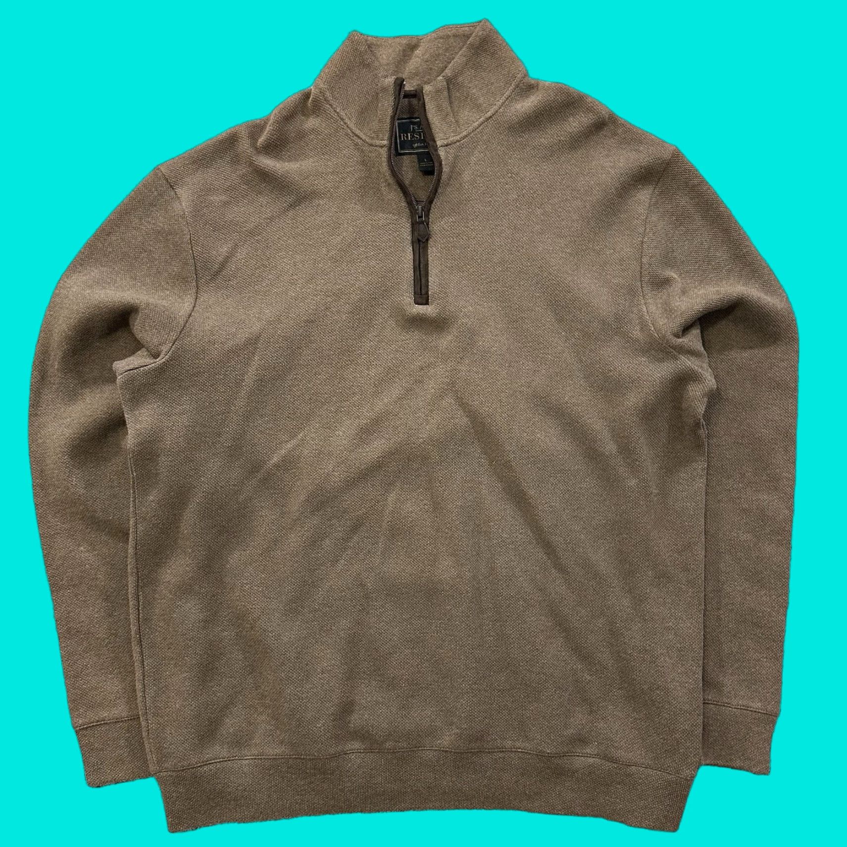 Jos. A. Bank Jos. A. Bank Pullover Sweater Mens L Mock Neck Long Sleeve Brown Cotton Size US L / EU 52-54 / 3 - 1 Thumbnail
