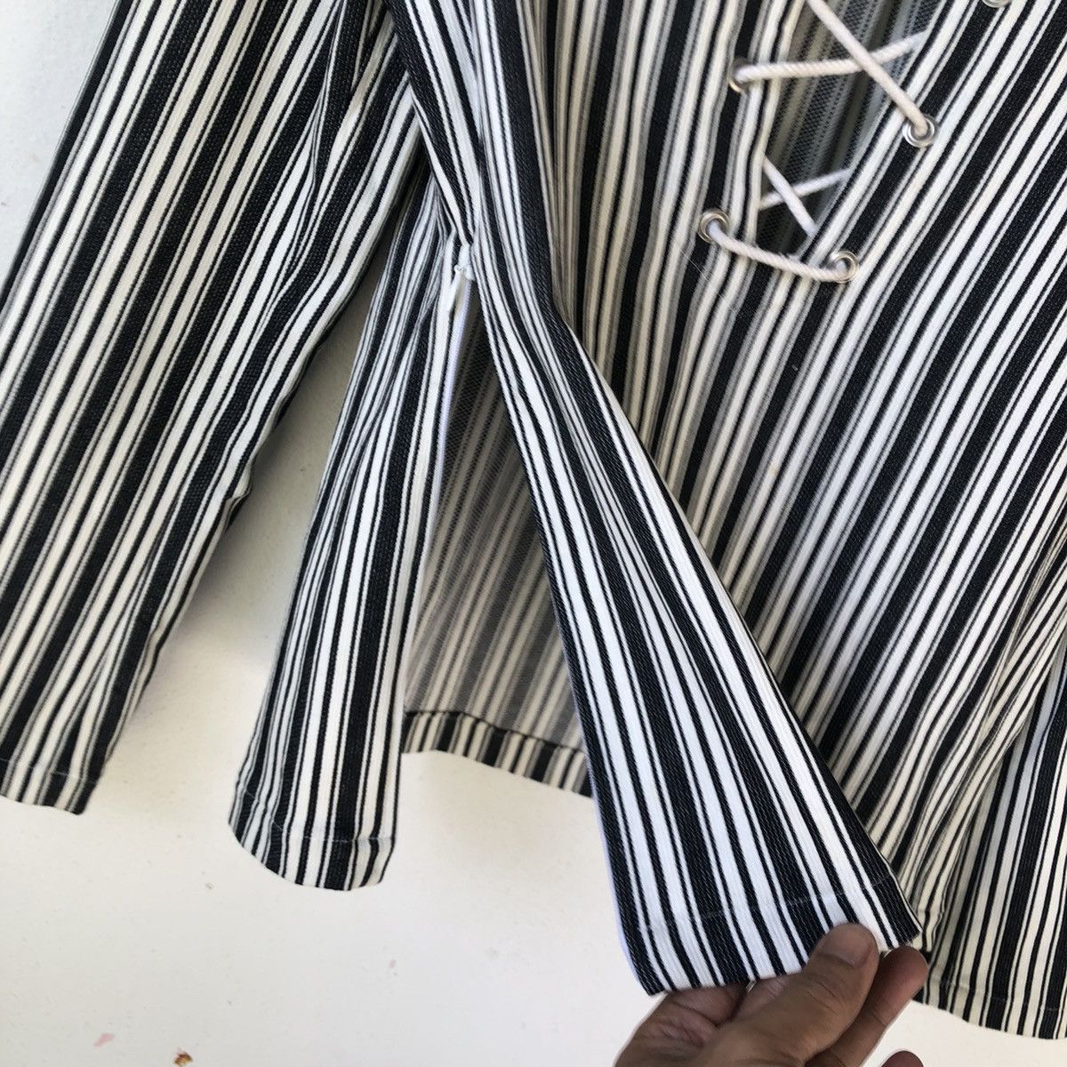 Tornado Mart TORNADO MART Japan Lace-Up Striped Long Sleeve Shirt Size US M / EU 48-50 / 2 - 10 Thumbnail