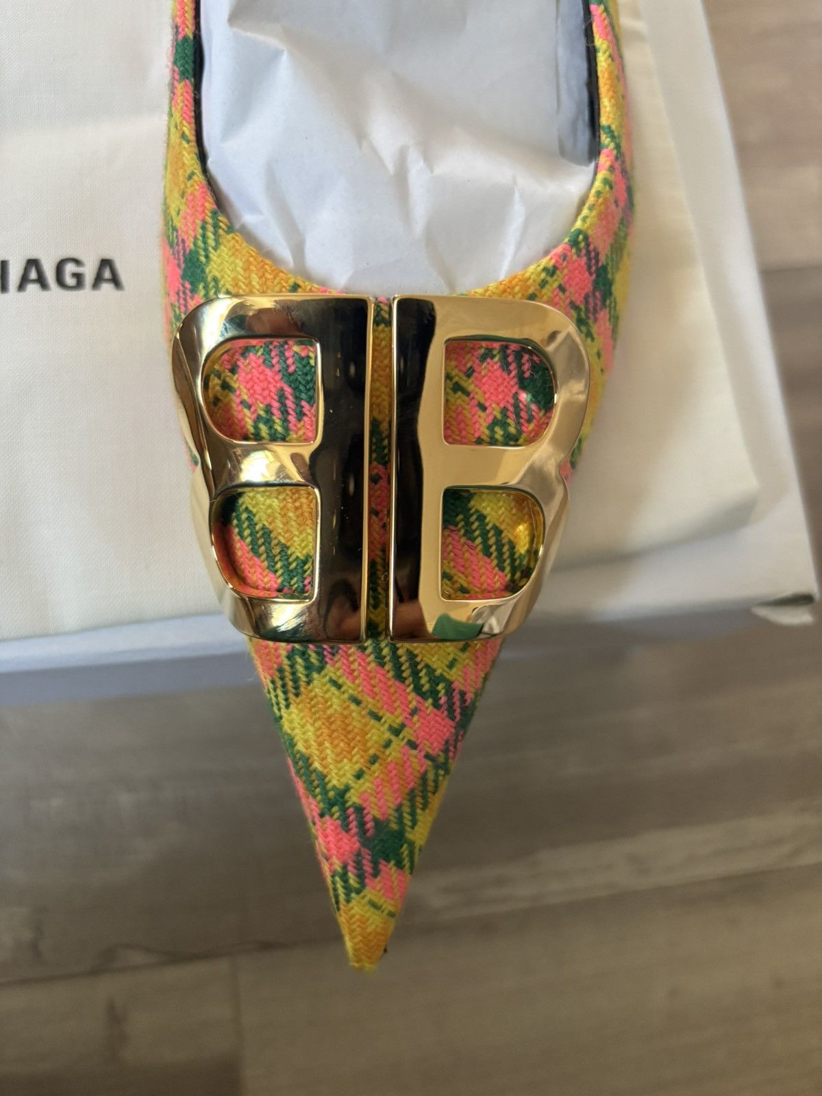 Balenciaga Balenciaga Knife tweed ballet flats plaid multi color Size US 7 / IT 37 - 4 Thumbnail
