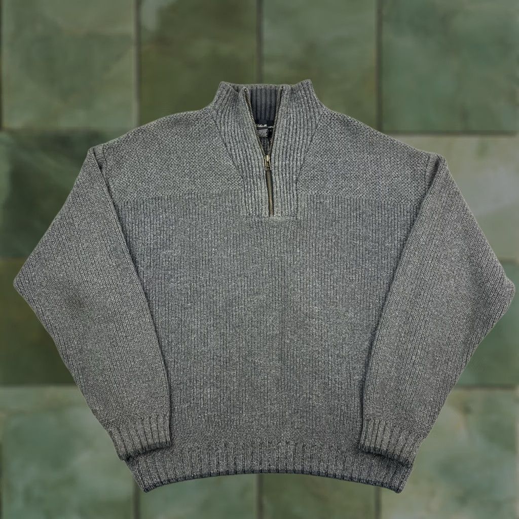 Eddie Bauer VINTAGE Eddie Bauer Sweater Pullover Quarter Zip Adult Medium Knit Gray USA 90s Mens Size US M / EU 48-50 / 2 - 1 Thumbnail
