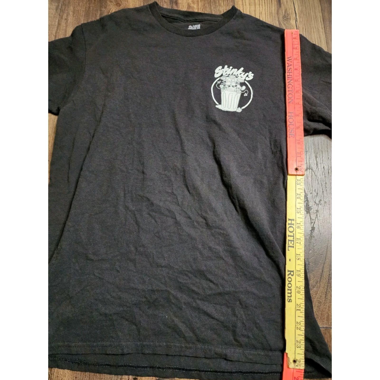Vintage Mens M T-Shirt Stinky's Waste Management Stay Trashy Funny Graphic Front and Back Black Cotton Crew Neck Short Sleeve Size M Adults Mens Size US M / EU 48-50 / 2 - 3 Thumbnail