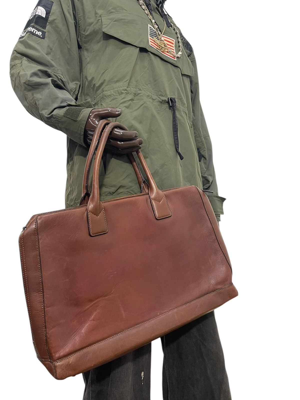 Japanese Brand Full Leather Patina The Suit Company Brief Bag 2🟩0 Size ONE SIZE - 1 Thumbnail