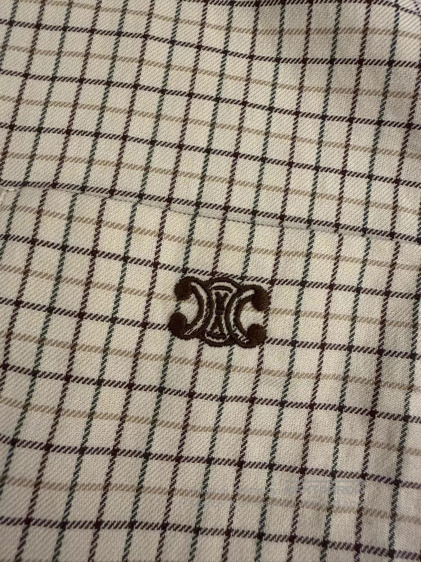 Celine Beige Checkered Long Sleeve Button. Size US M / EU 48-50 / 2 - 5 Thumbnail