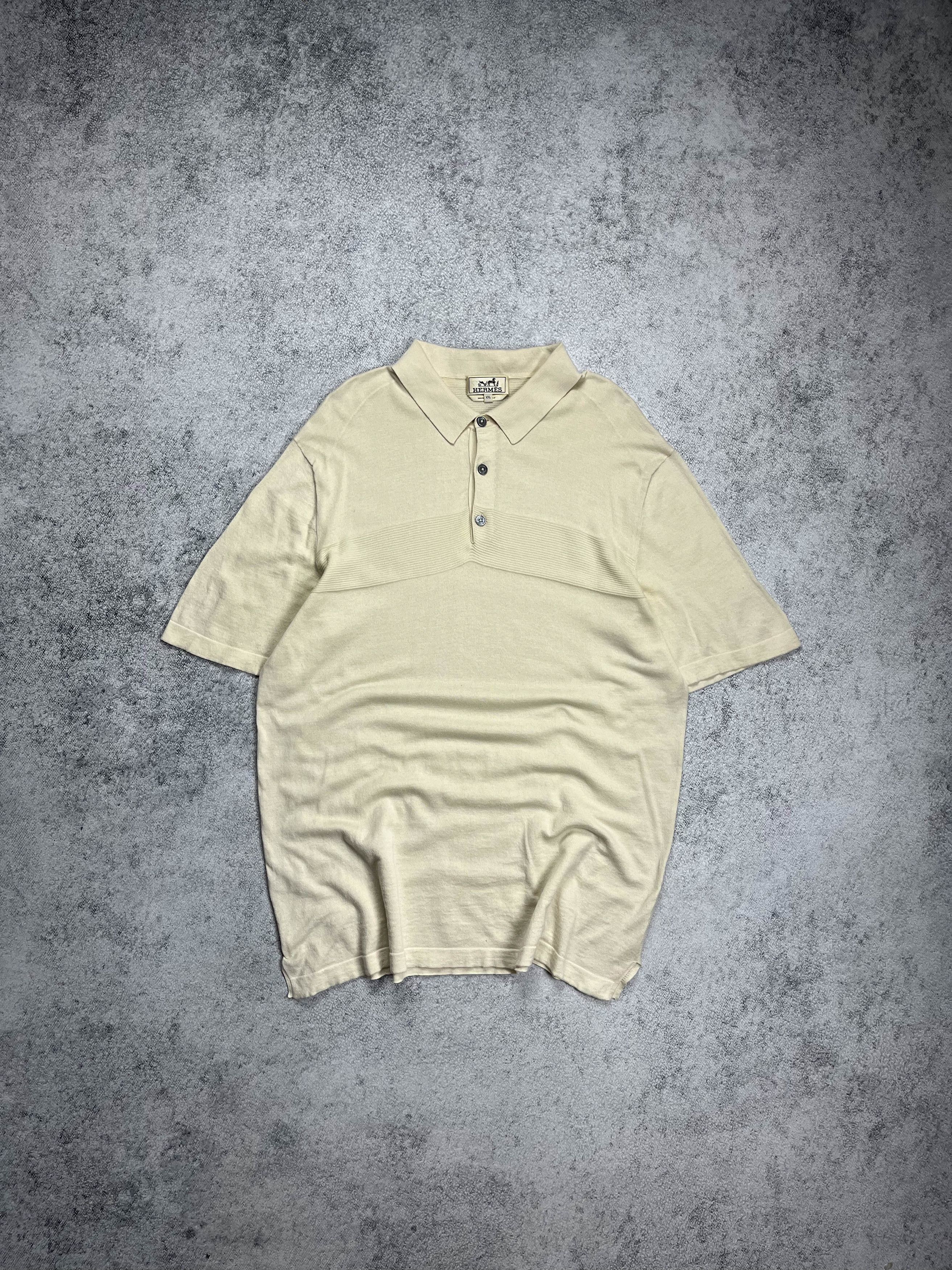 Image of Vintage Hermes Beige Polo, Men's (Size 2XL)