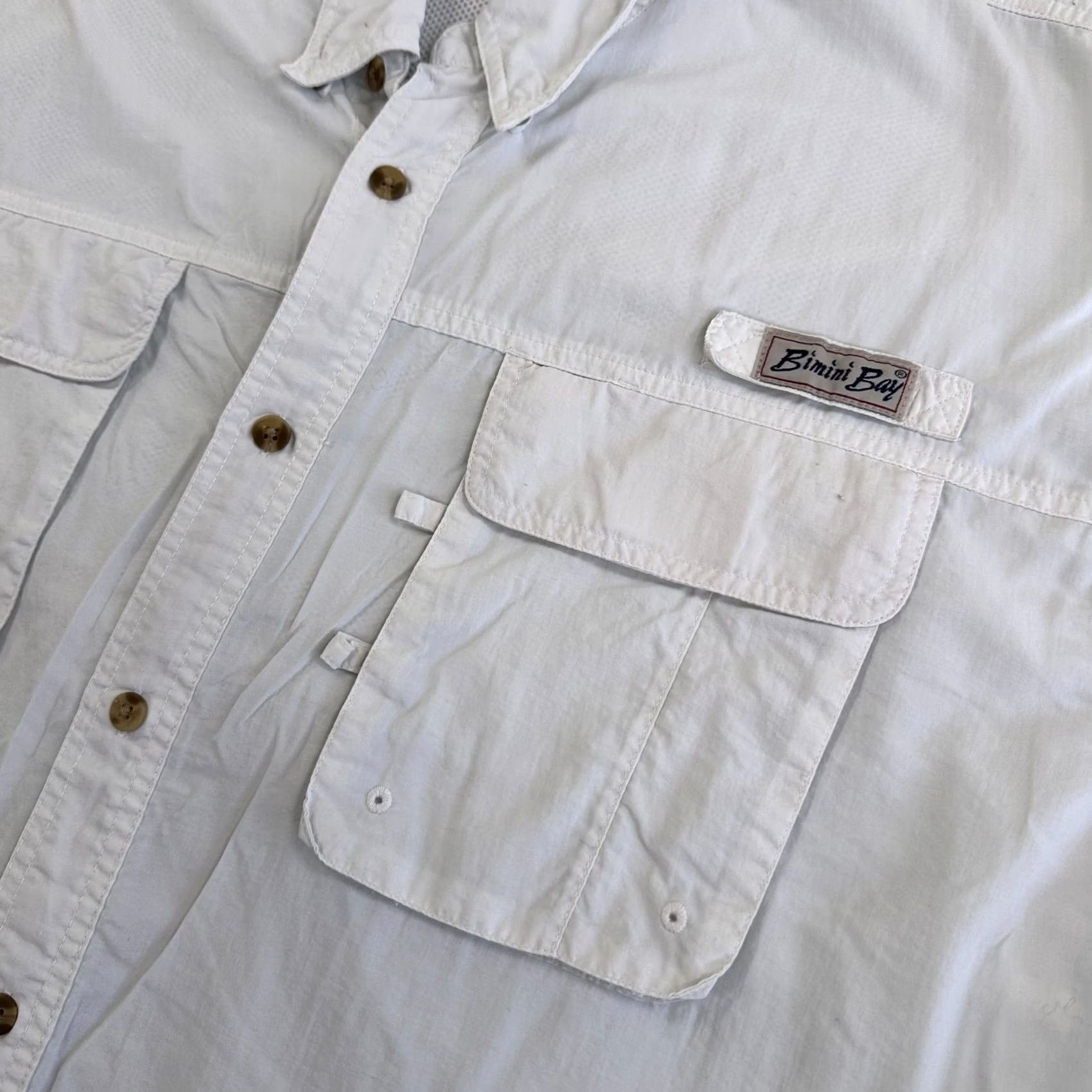 Vintage Bimini Bay Outfitters LTD Button-Up Shirt White XXL Short Sleeve Men Regular Pockets Casual Classics Size US XXL / EU 58 / 5 - 4 Thumbnail