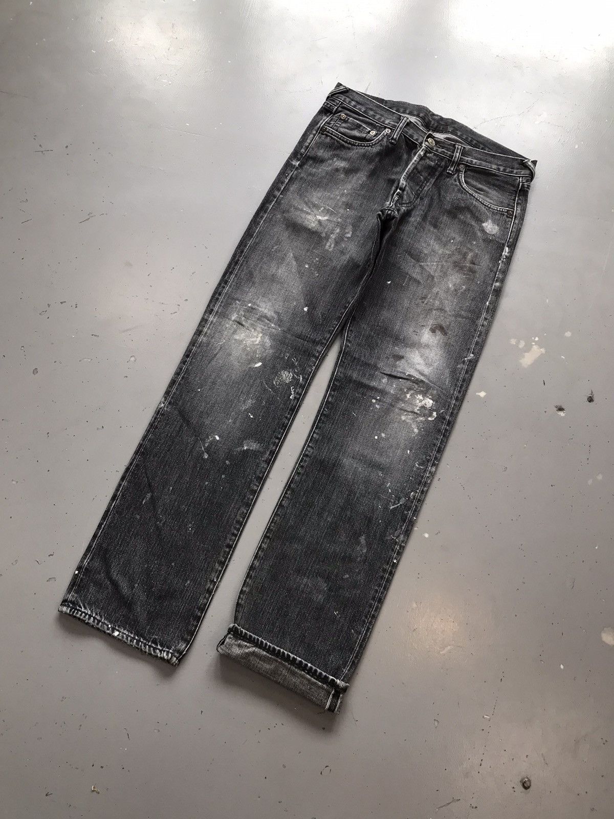 Japanese Brand × Vintage Vintage Evisu inspired salvage paint splatter skinny denim Size US 32 / EU 48 - 3 Thumbnail
