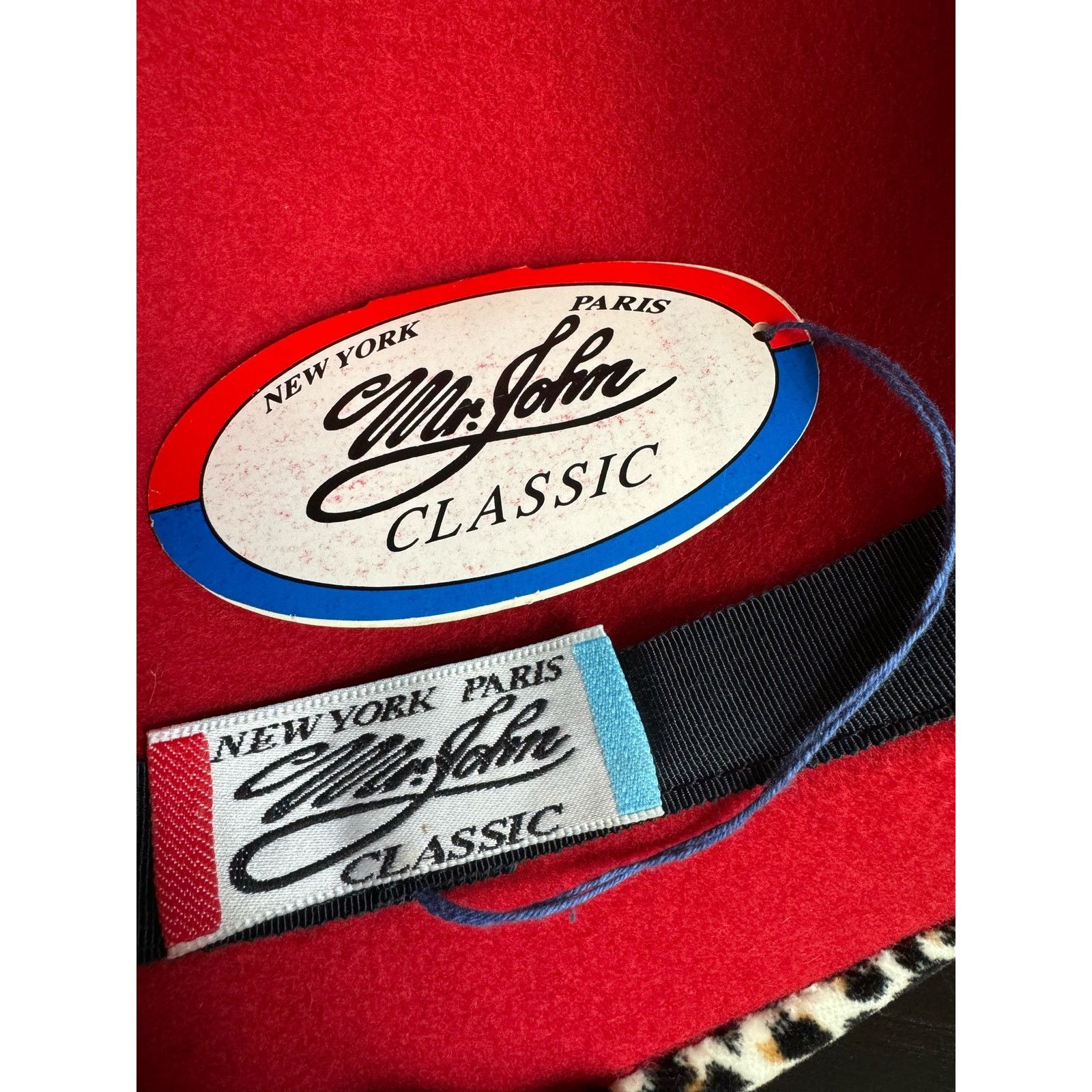 Vintage NWT 1960's Mr. John Classic Hat Red animal print feathers Size ONE SIZE - 12 Thumbnail