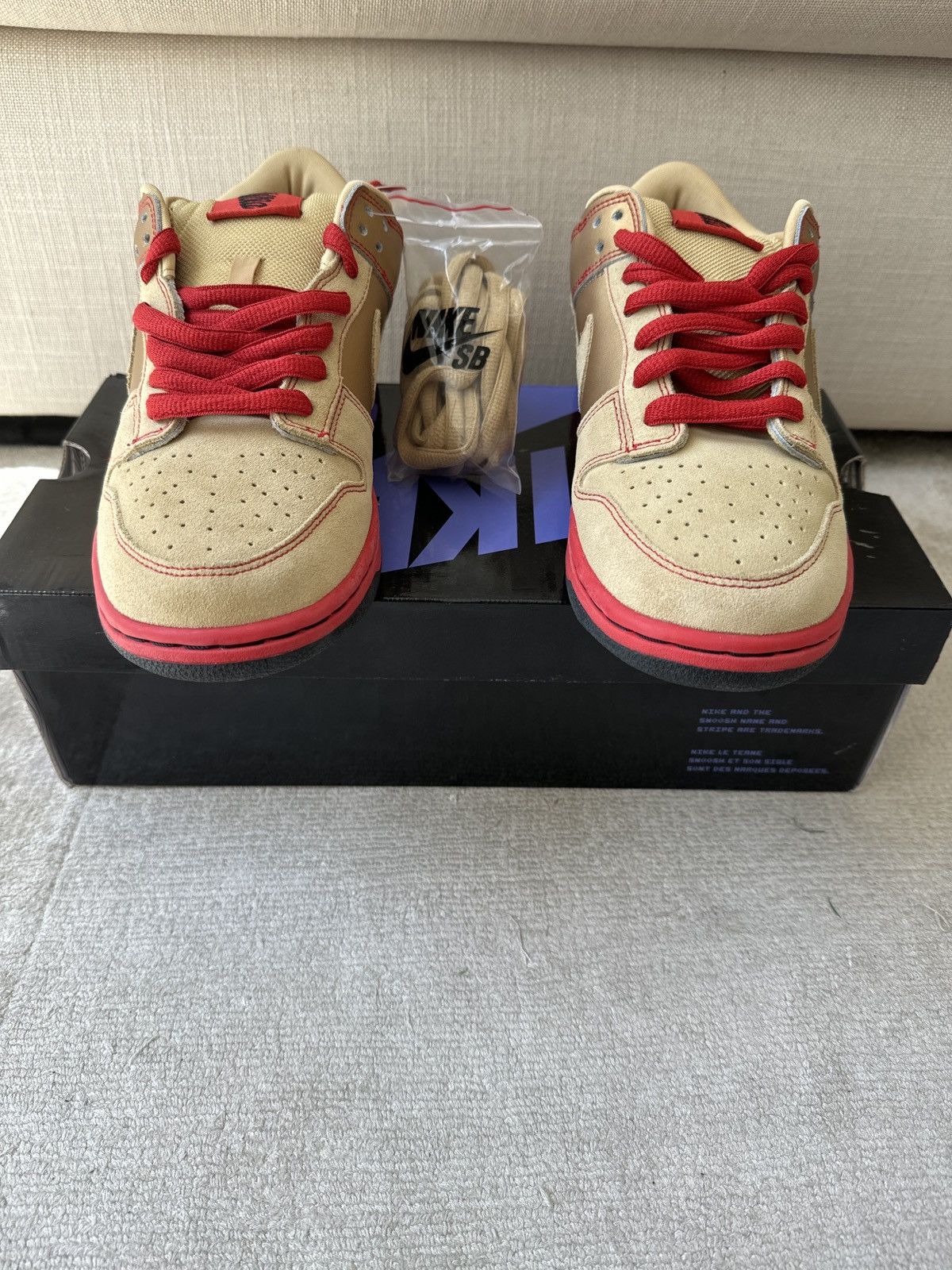 image of Nike Dunk Low Pro Sb Money Cat Shoes in Metallic Gold, Men's (Size 9)