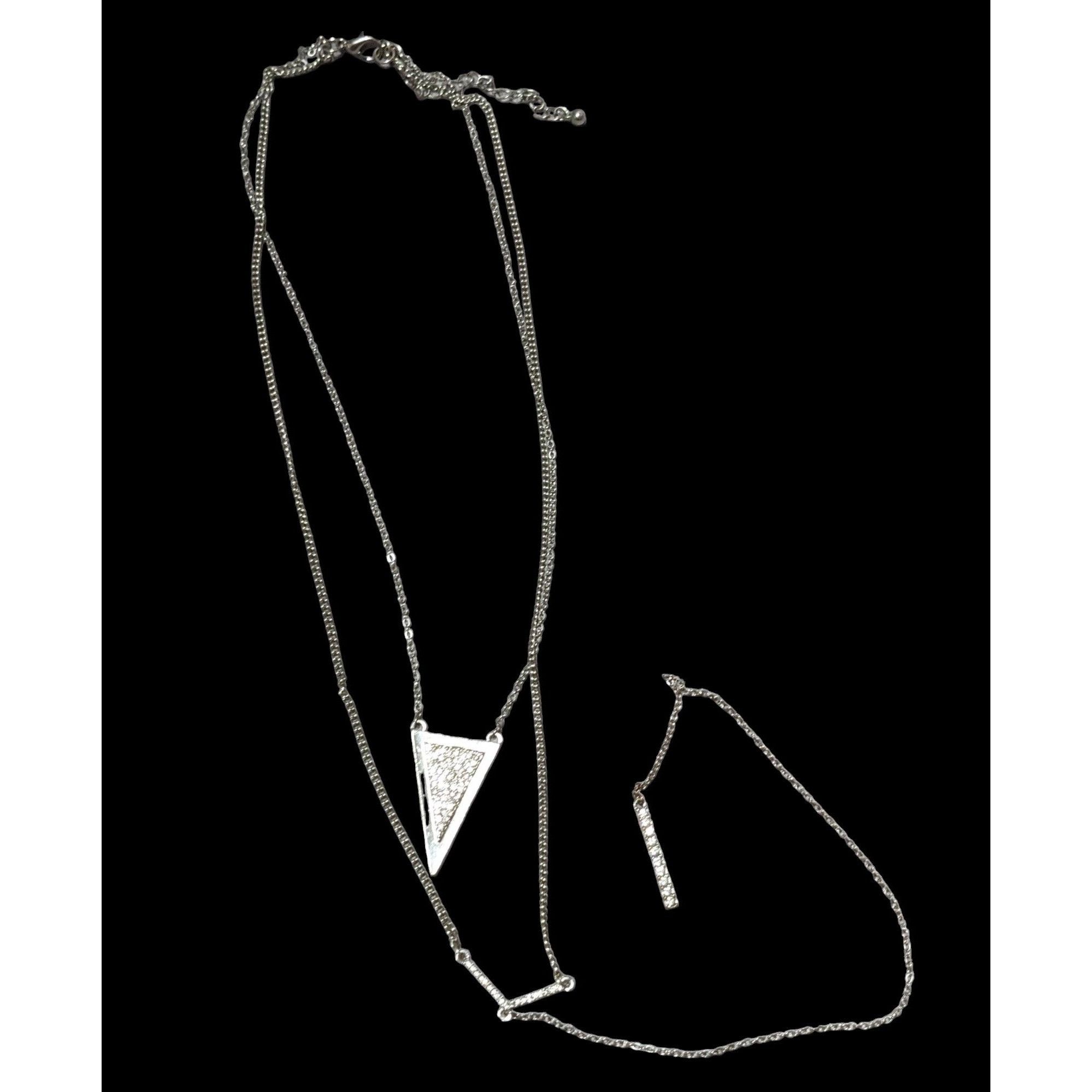 Other Silver Rhinestone Geometric Lariat Necklace Size ONE SIZE - 1 Thumbnail