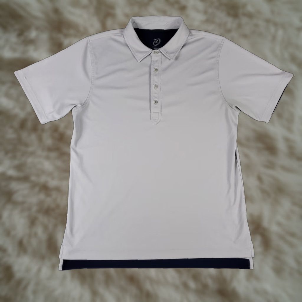 Vintage Zero Restriction Polo Shirt Mens Large Gray Solid Short Sleeve Polo Men L Gray Logo Button Modern Preppy Sports Shirt Size US L / EU 52-54 / 3 - 1 Thumbnail