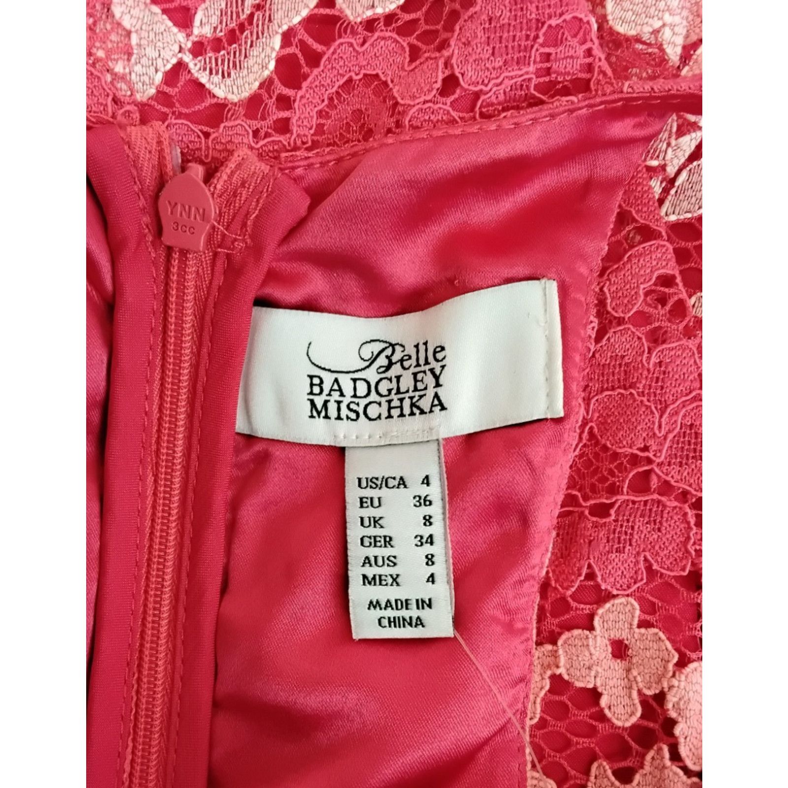 Badgley Mischka Belle Badgley Mischka Dress Women's 4 Pink Lace NWT Size S / US 4 / IT 40 - 8 Thumbnail