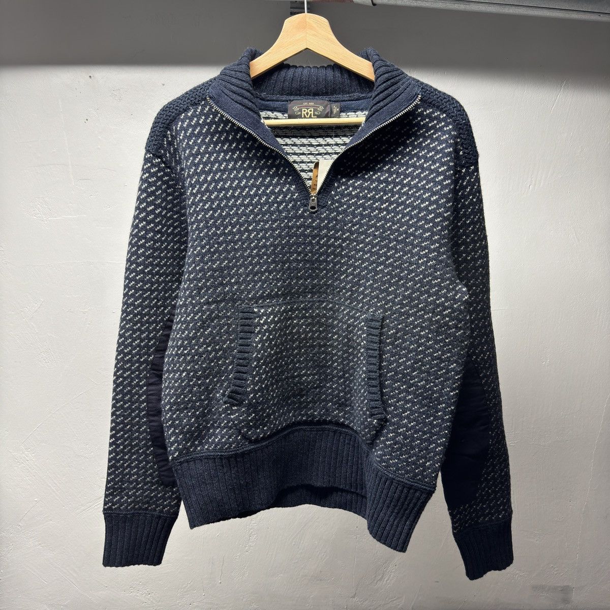 RRL Ralph Lauren RRL Half Zip Wool Jacquard Knit Sweater Sample Size US M / EU 48-50 / 2 - 1 Thumbnail