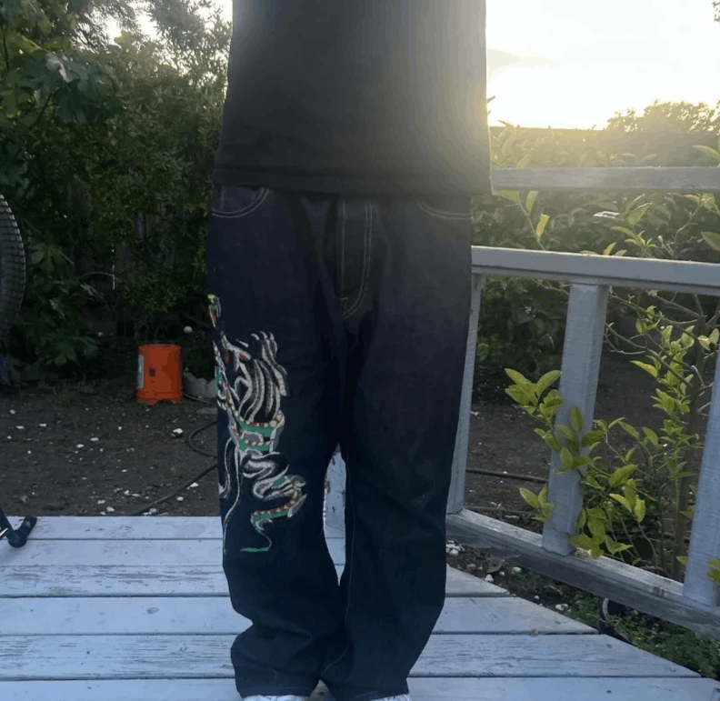 Japanese Brand American Fashion Oversize Pattern Embroidered Baggy Jeans Size US 32 / EU 48 - 5 Thumbnail