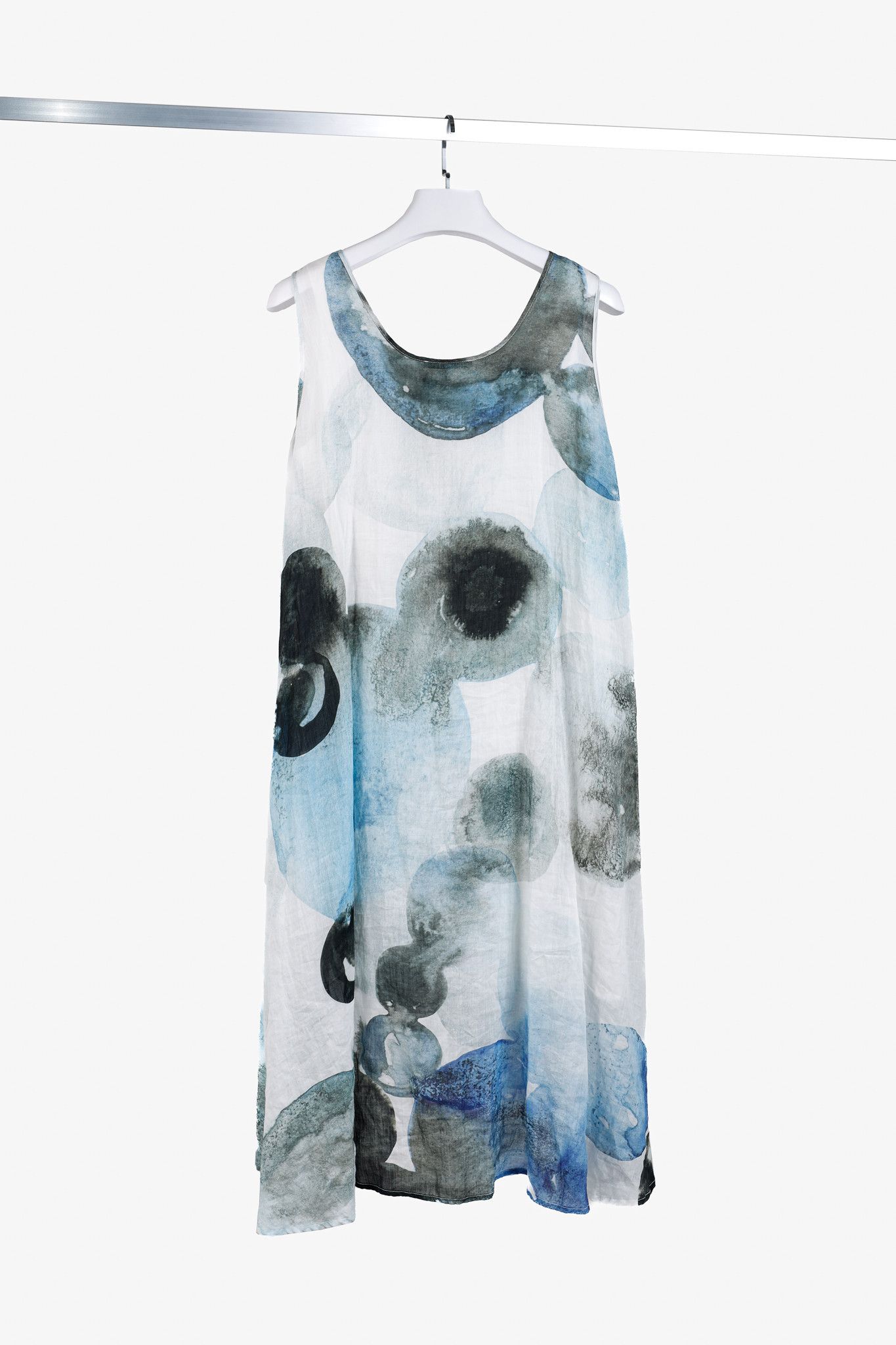 Designer Crea Concept SS/18 Watercolour Ramie Dress with Jersey Slip Size XL / US 12-14 / IT 48-50 - 2 Thumbnail