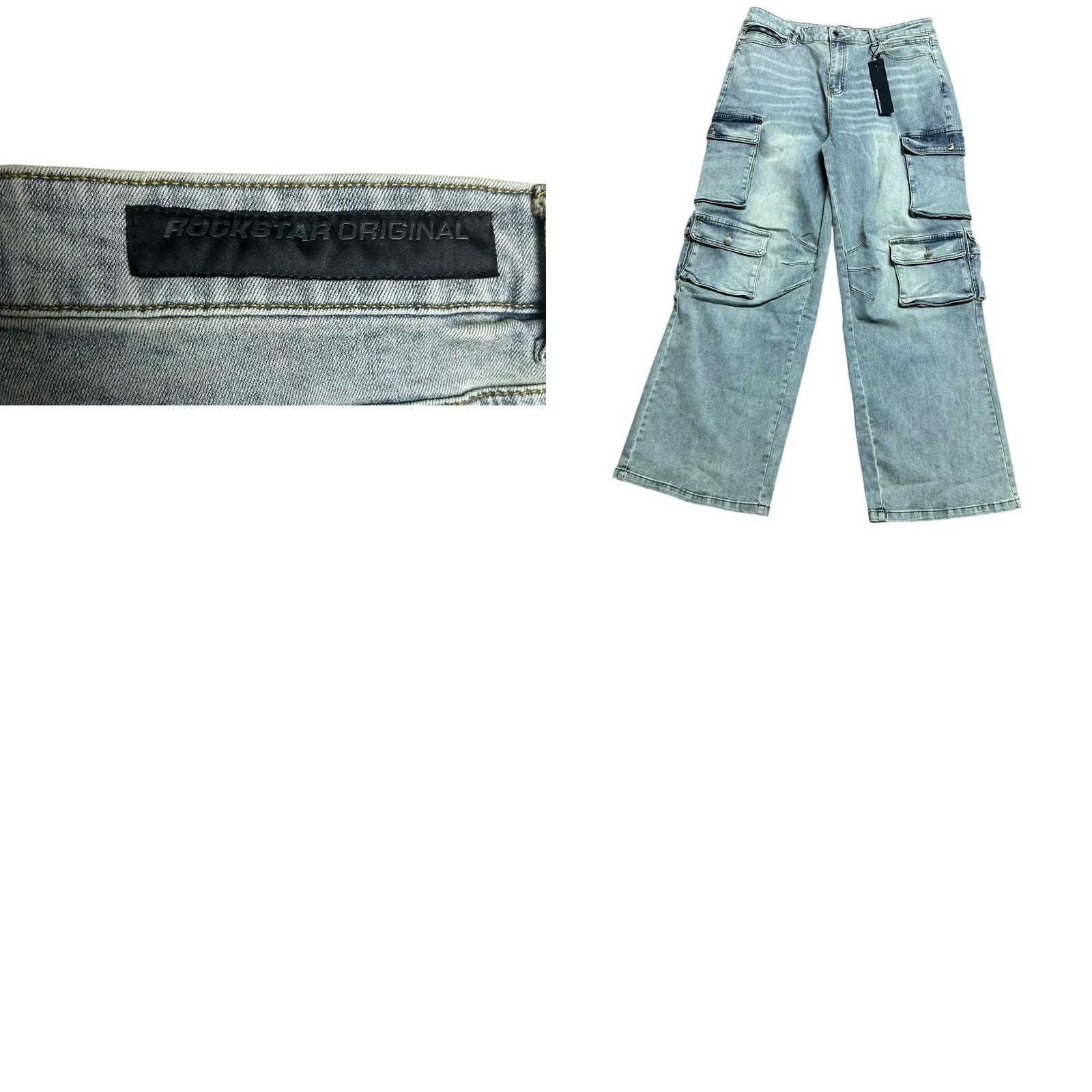 Vintage Rockstar Jeans Men 40 Burain Blue Baggy Fit Distressed Cargo Pocket 5-Pocket Denim Relaxed Adult Regular Size 40 Blue Size US 40 / EU 56 - 11 Thumbnail