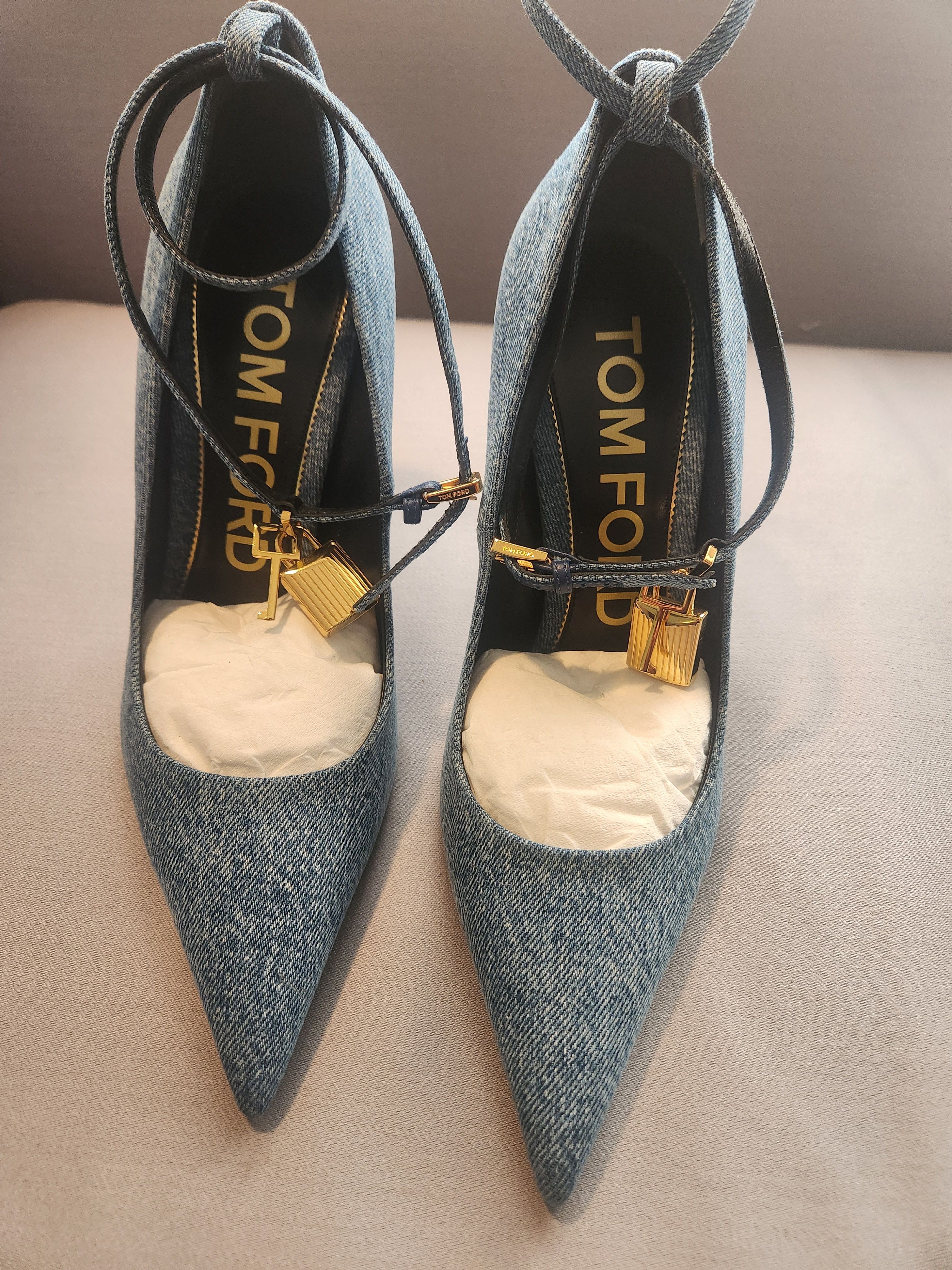 Tom Ford Denim Padlock Pointy Pump 105MM Size US 9.5 / IT 39.5 - 1 Thumbnail