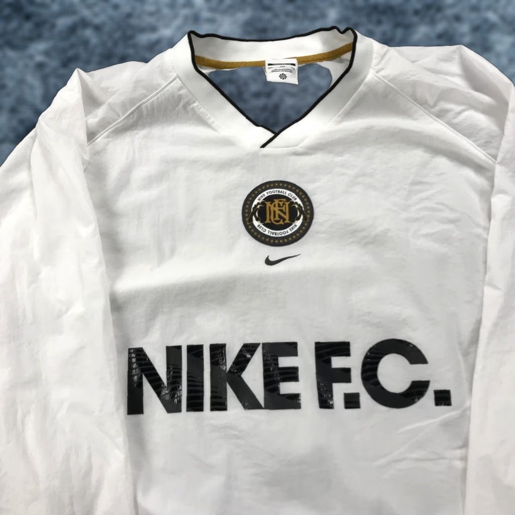 Nike Jacket Mens 2XL White FC Soccer Football Windbreaker Pullover Training Knit?