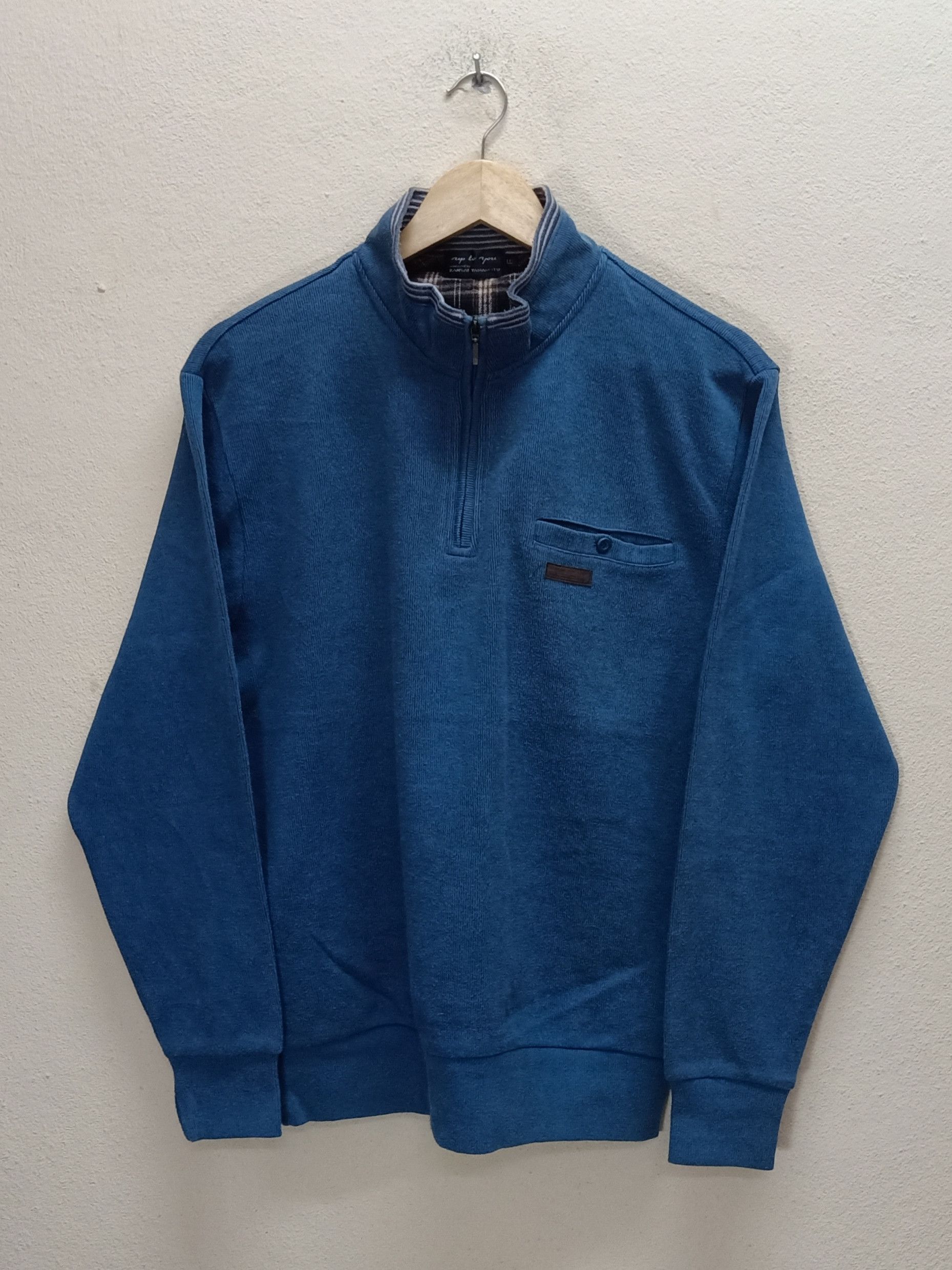 UP TO YOU By Kansai Yamamoto Quarter Zipper Teal Sweatshirt