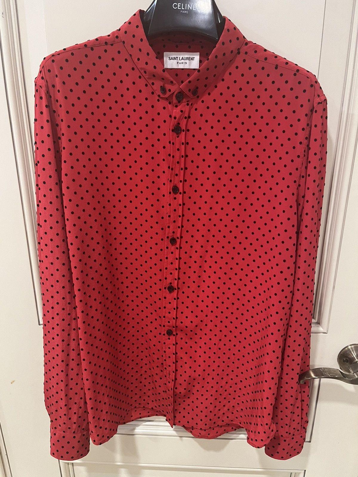 Saint Laurent Paris polka dots silk shirt collar size40 Size US M / EU 48-50 / 2 - 4 Thumbnail